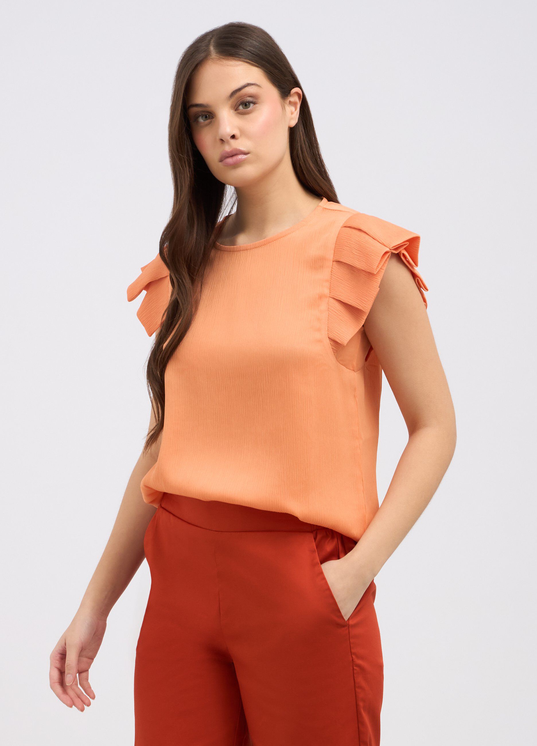 Blusa creponne con rouches donna