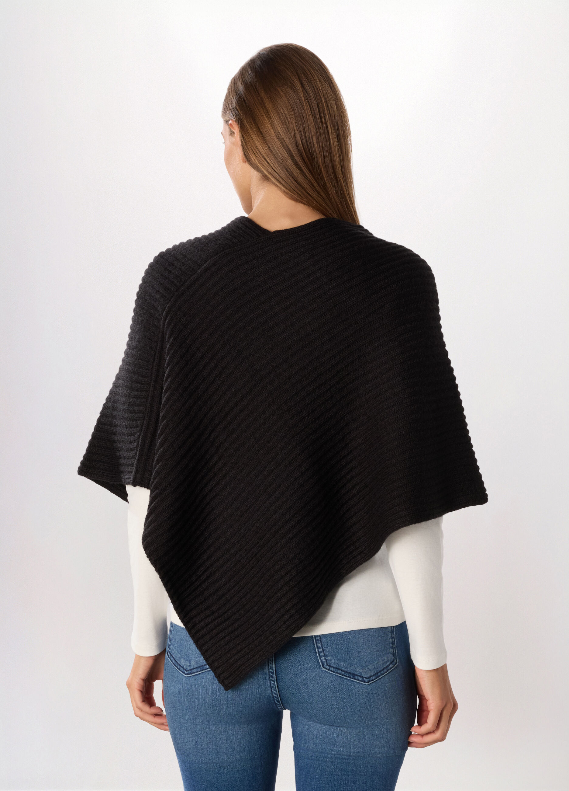 Poncho tricot con lavorazione jacquard donna_1
