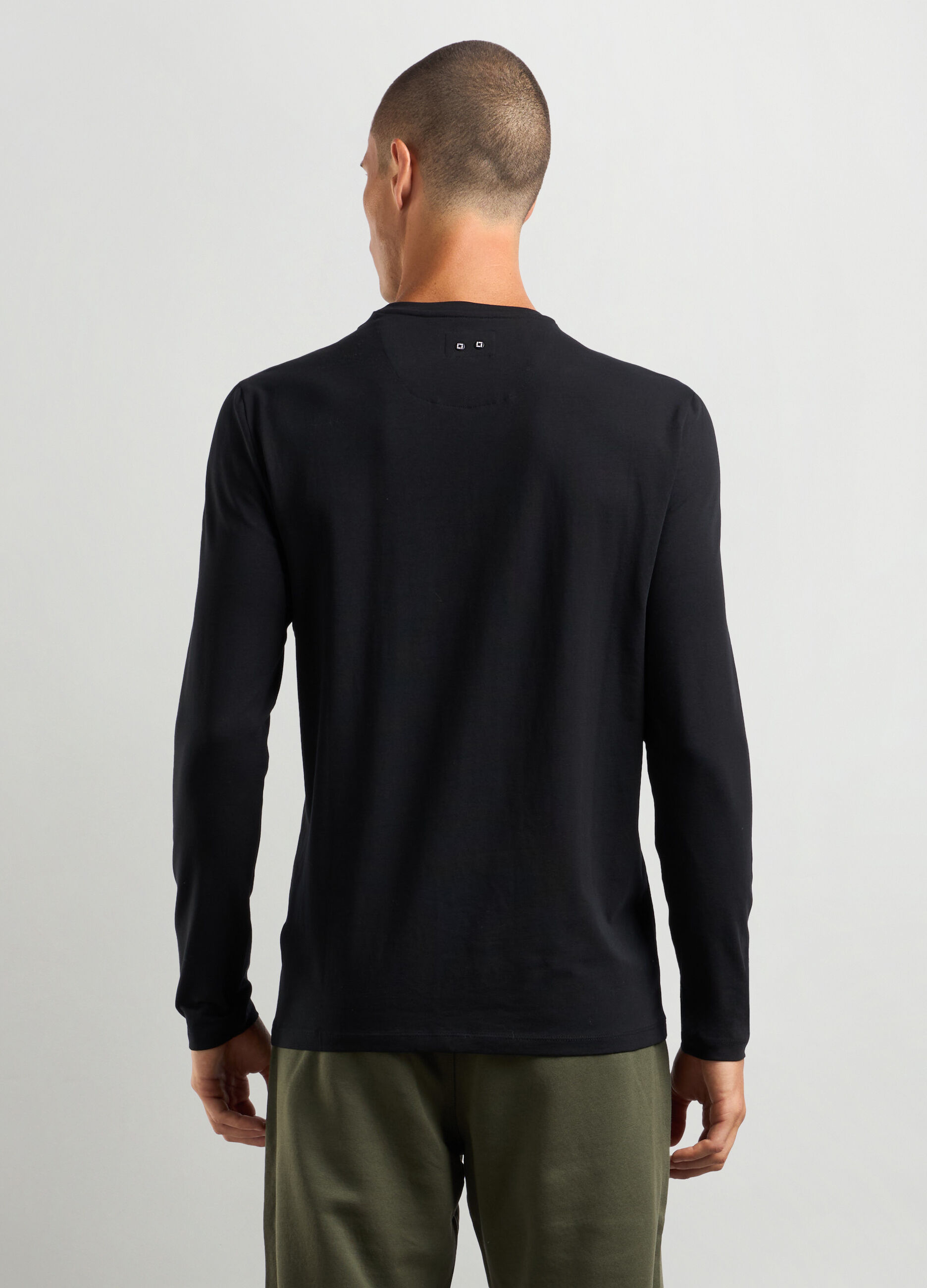 T-shirt a manica lunga in cotone stretch uomo_1