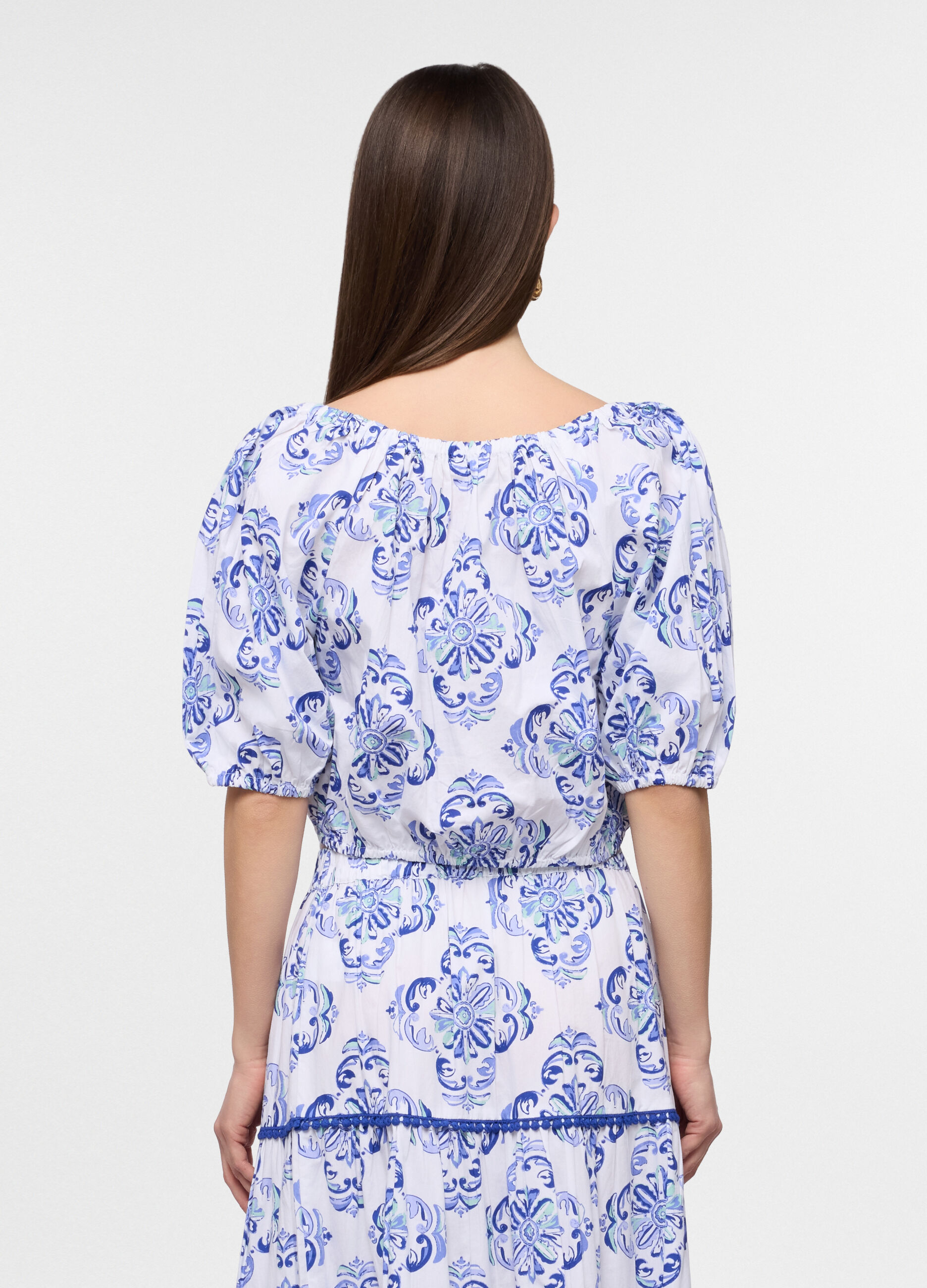 Blusa regular fit in popeline di puro cotone donna_1