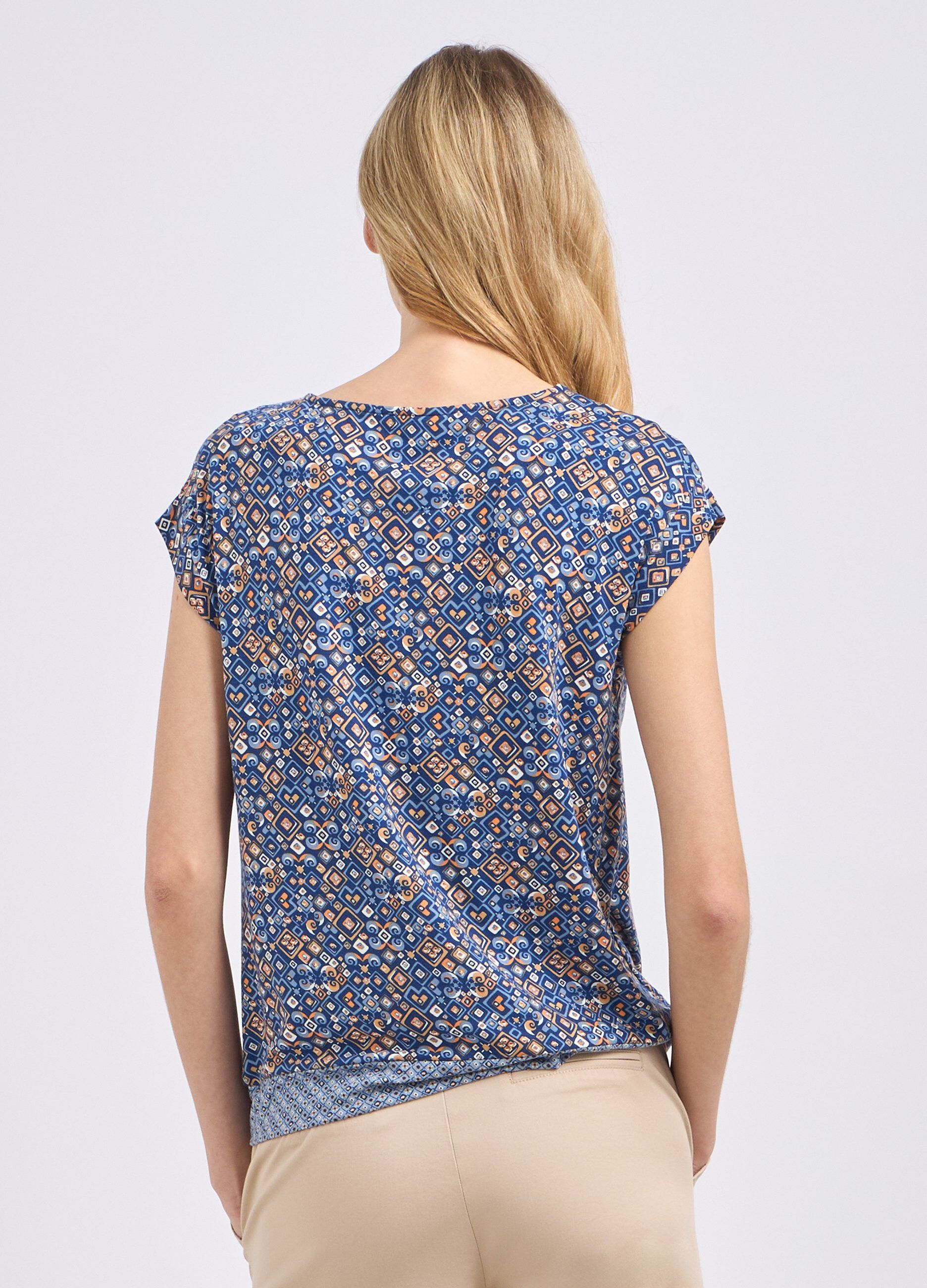 T-shirt in pura viscosa stretch con stampa donna_1