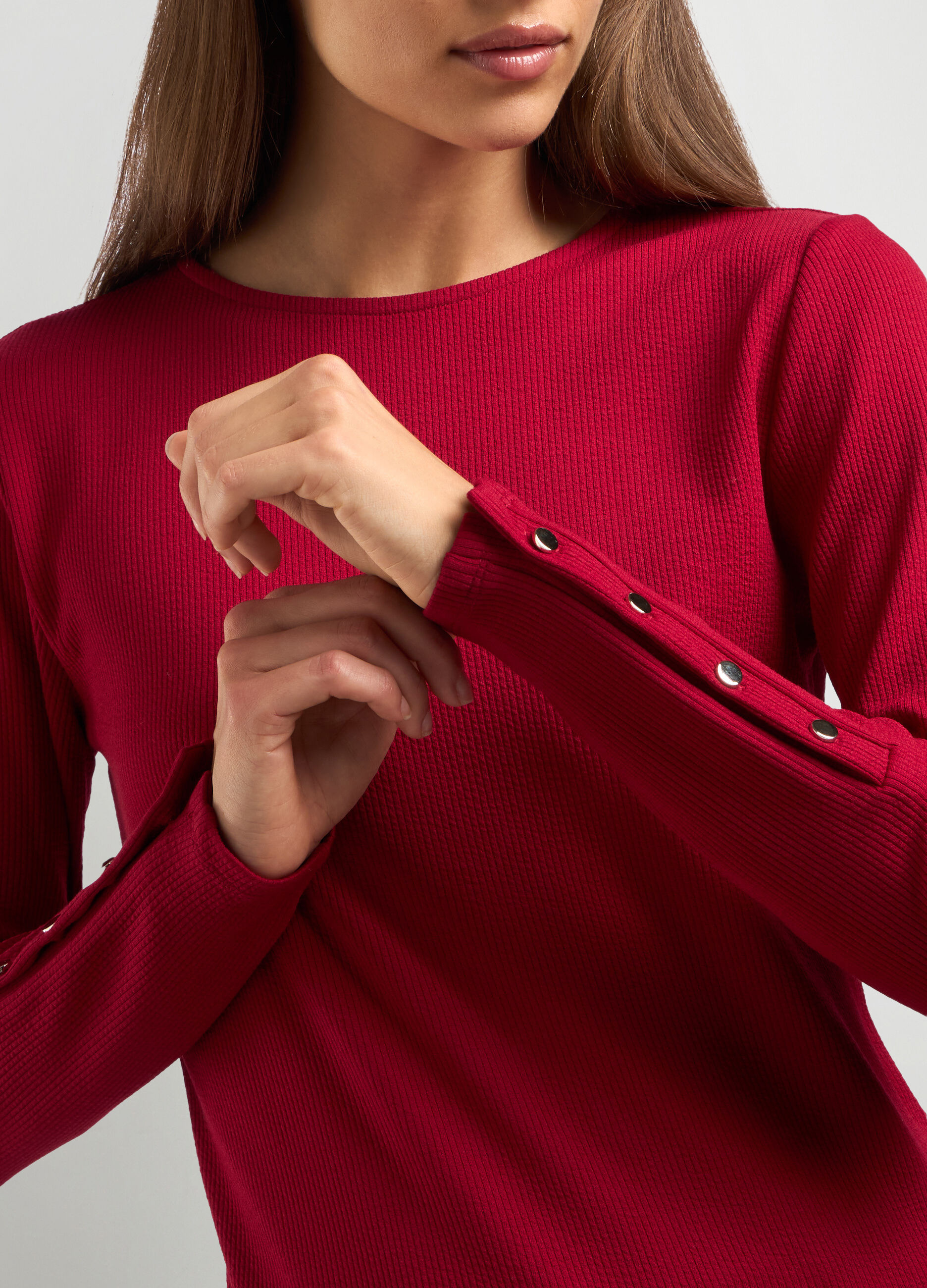 T-shirt in costina di mista viscosa stretch donna_2