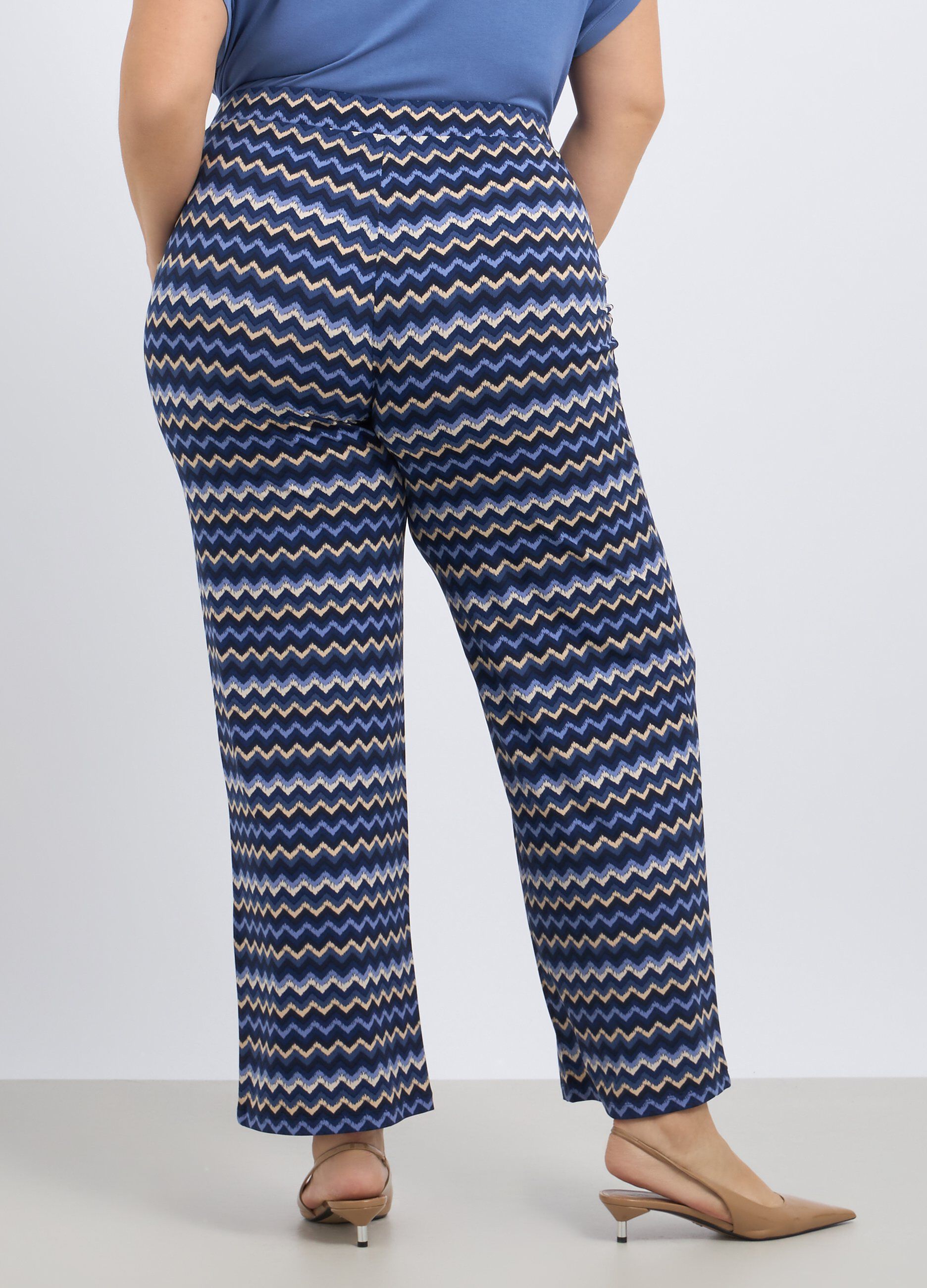 Pantaloni stretch con stampa all over donna curvy_1