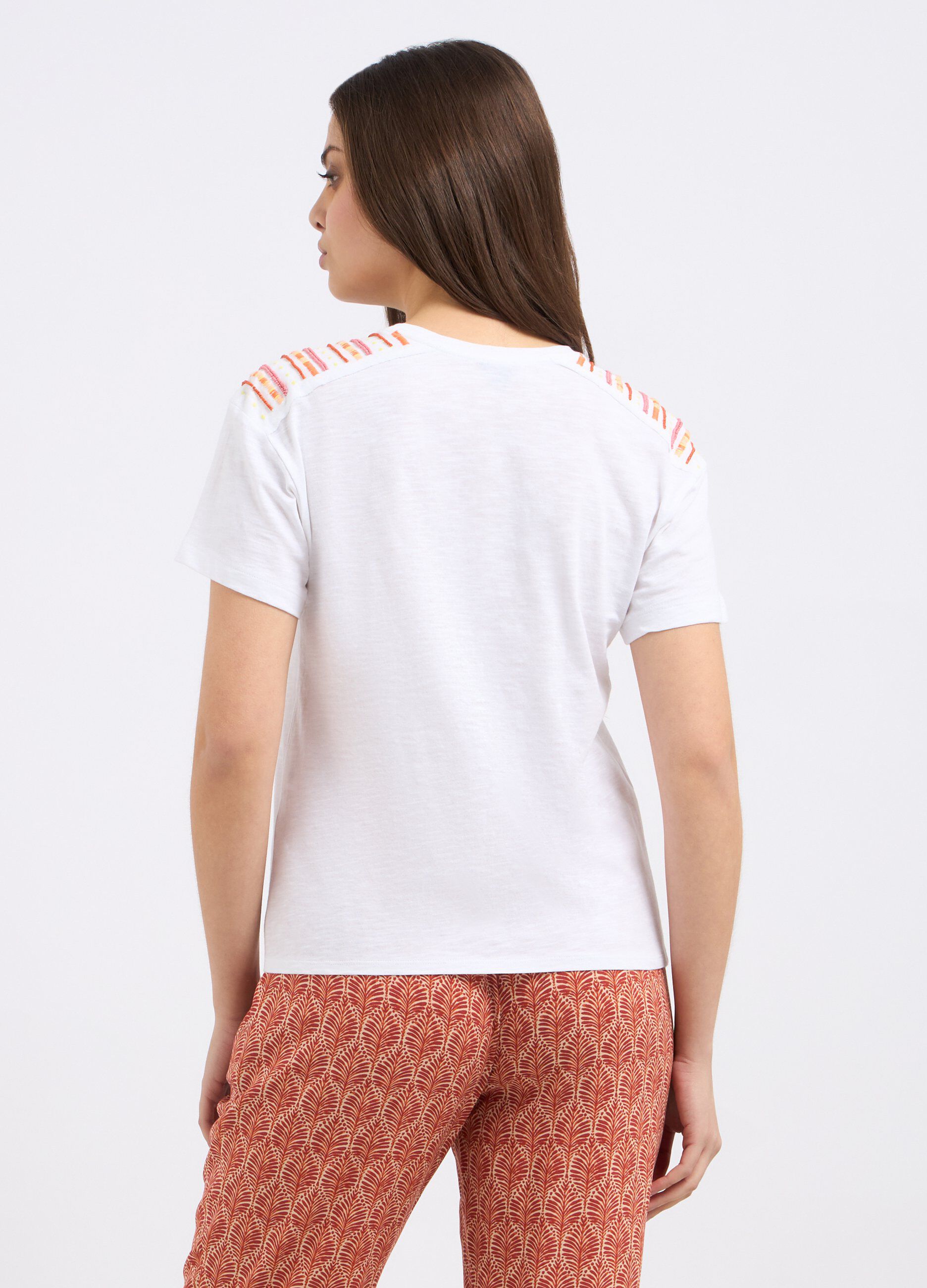 T-shirt in puro cotone con ricamo donna_1