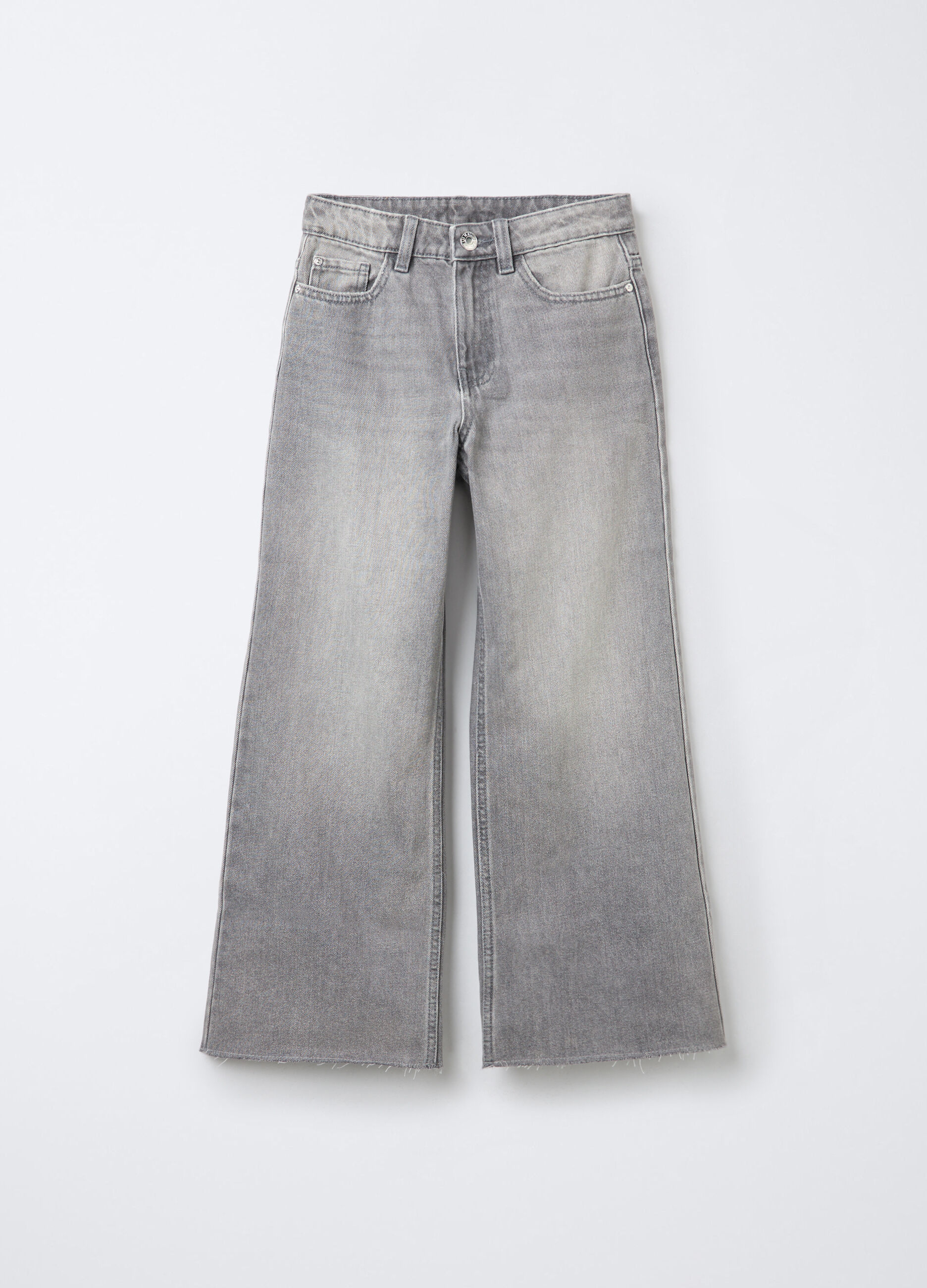 Pantaloni in denim di misto cotone Wide Leg ragazza_0