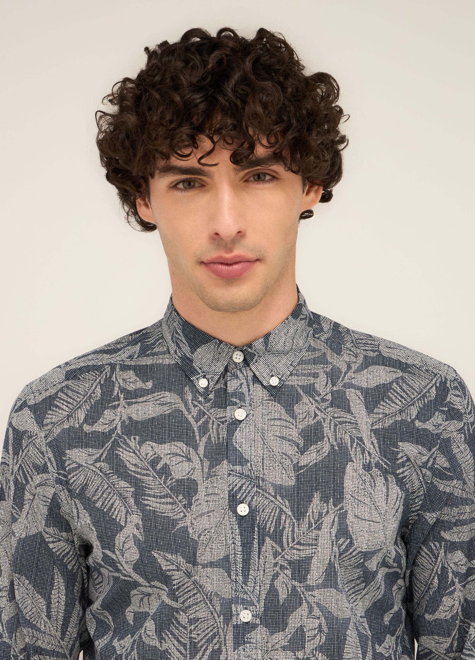 Camicia regular fit in cotone a fantasia uomo