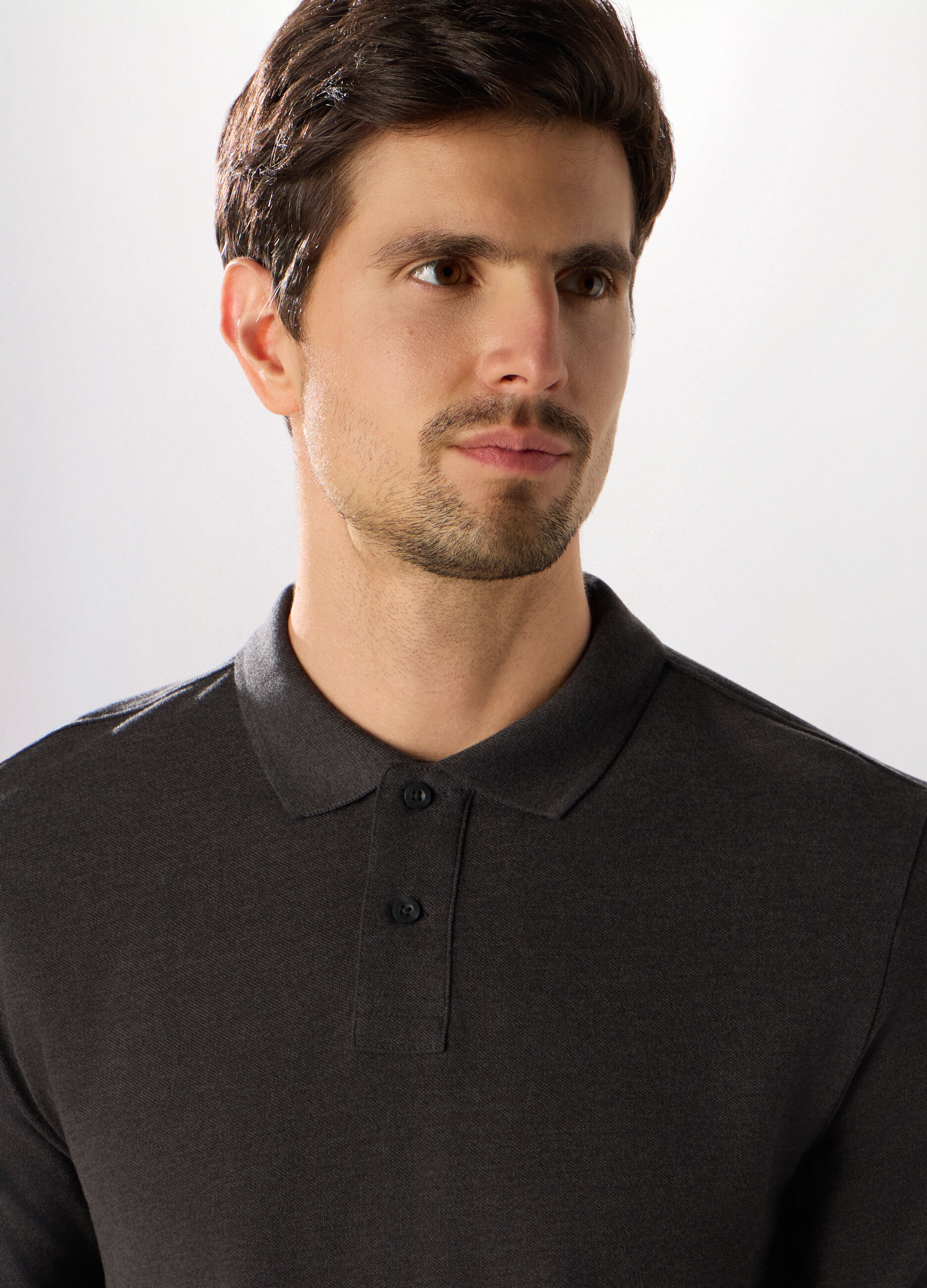 Polo a maniche lunghe in cotone piquet uomo_2
