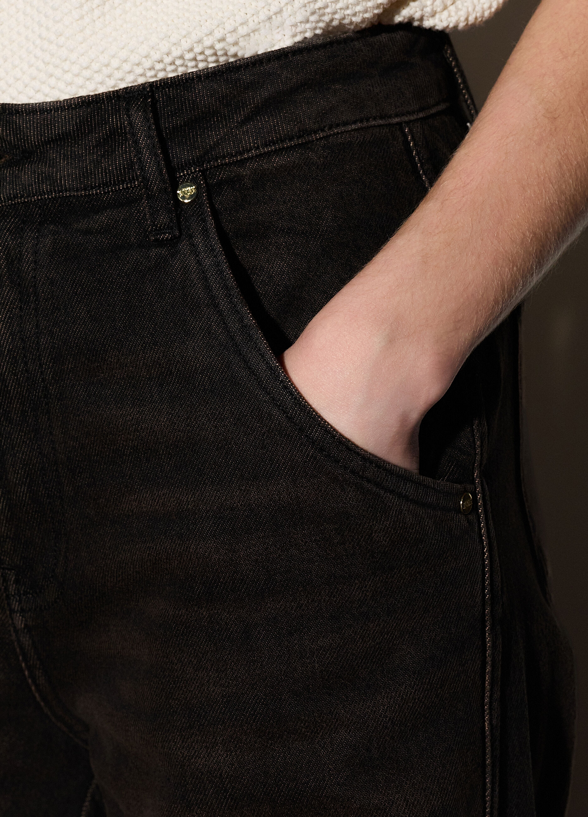 Pantaloni wide leg in denim donna_3