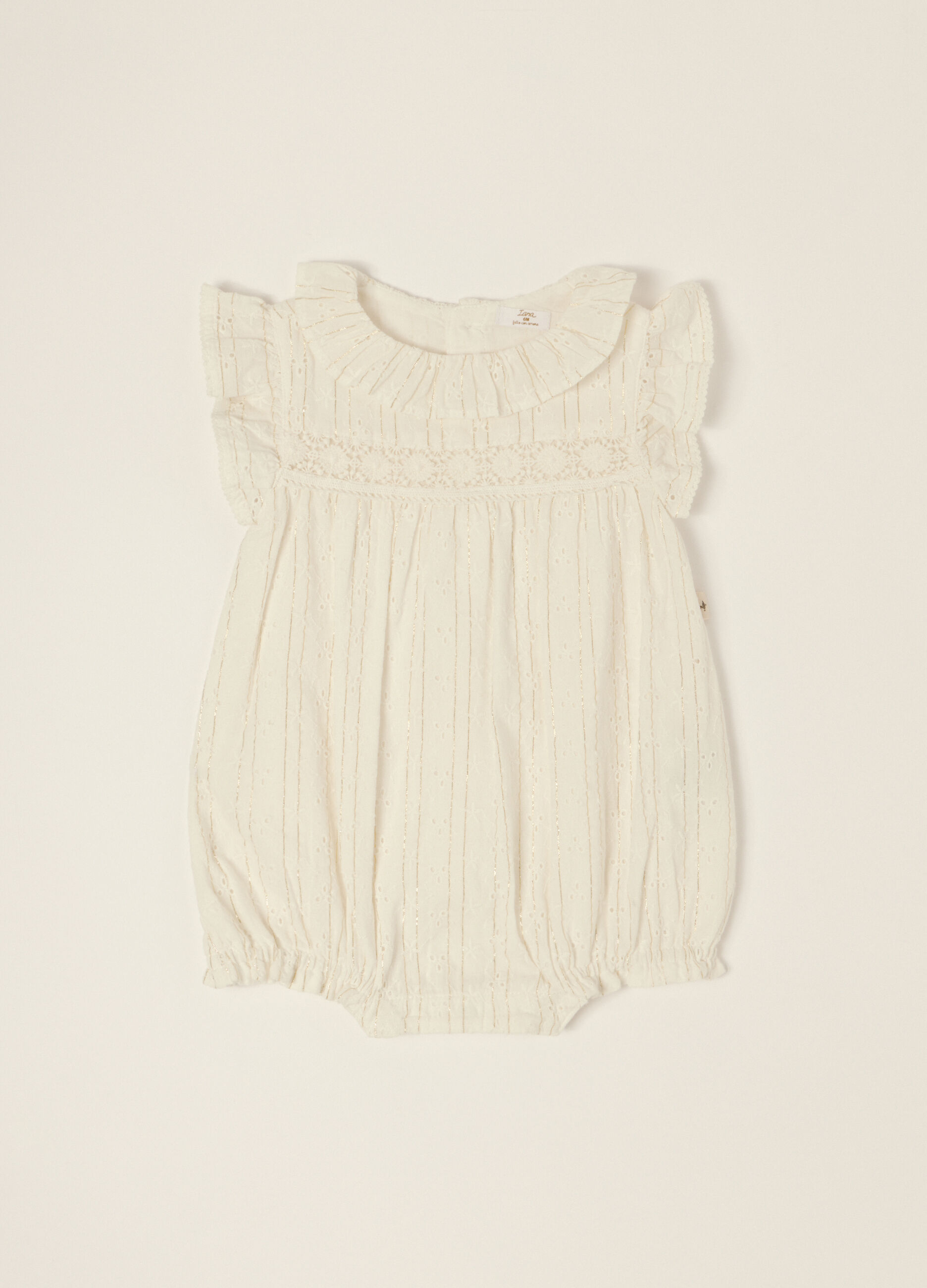 Tutina bianca in misto cotone con colletto classico_0