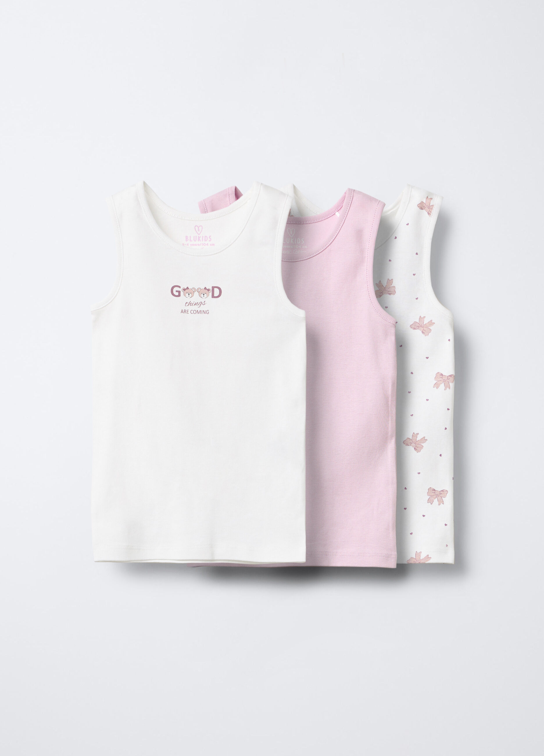 Pack 3 canotte in costina di puro cotone bambina_0