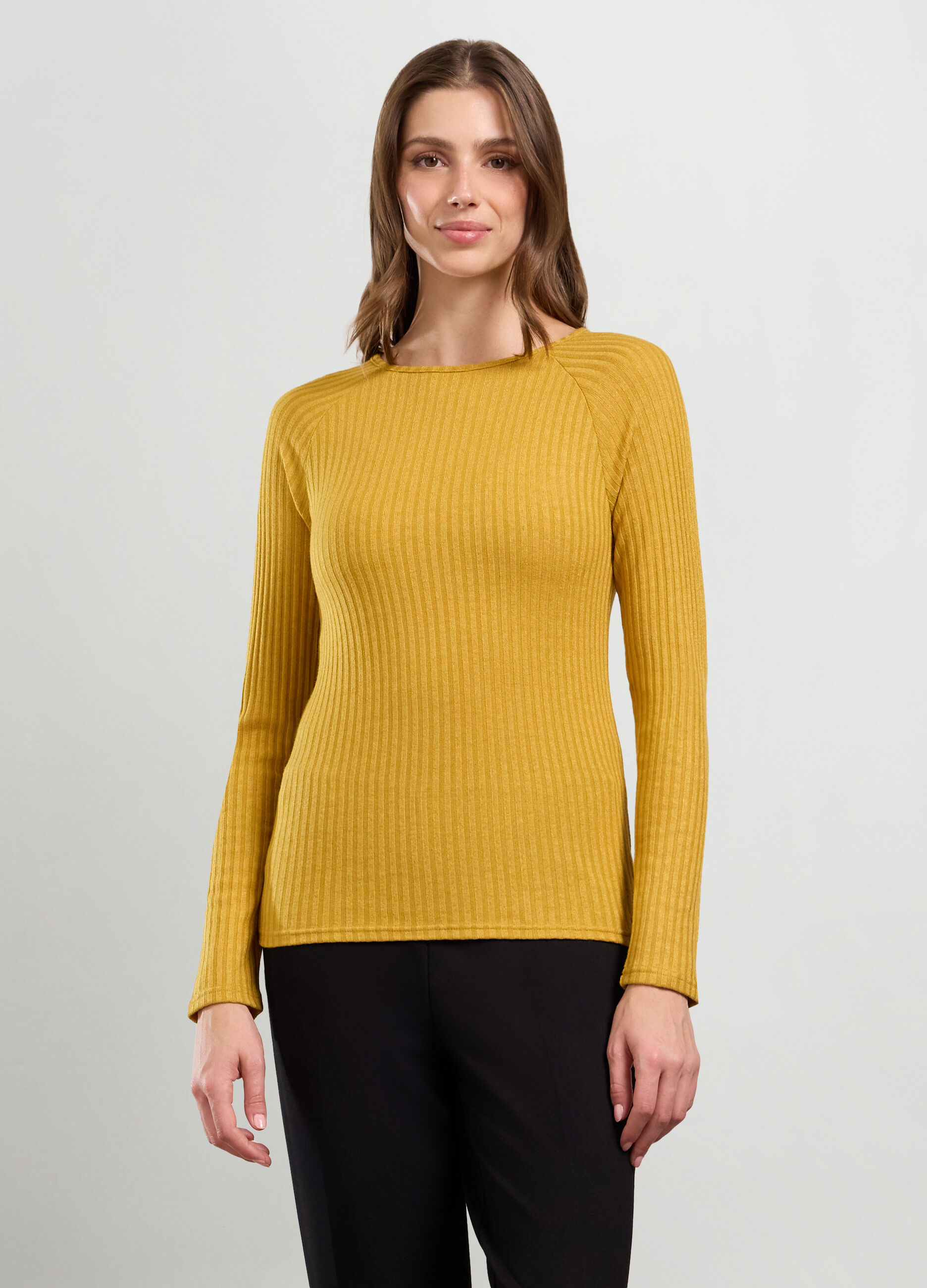 T-shirt in costina di viscosa stretch donna_0