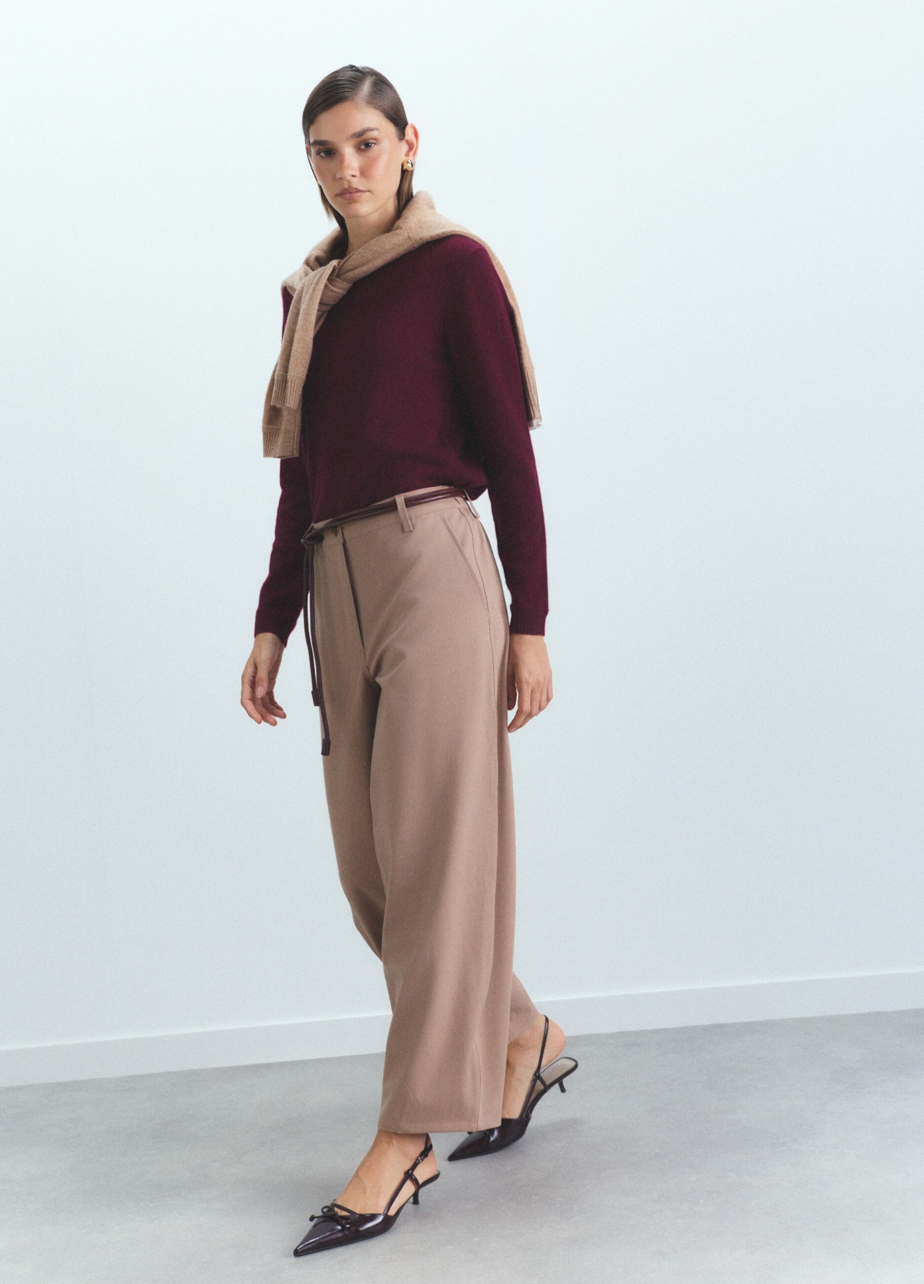 Pantaloni Relaxed Fit misto lana stretch donna_0