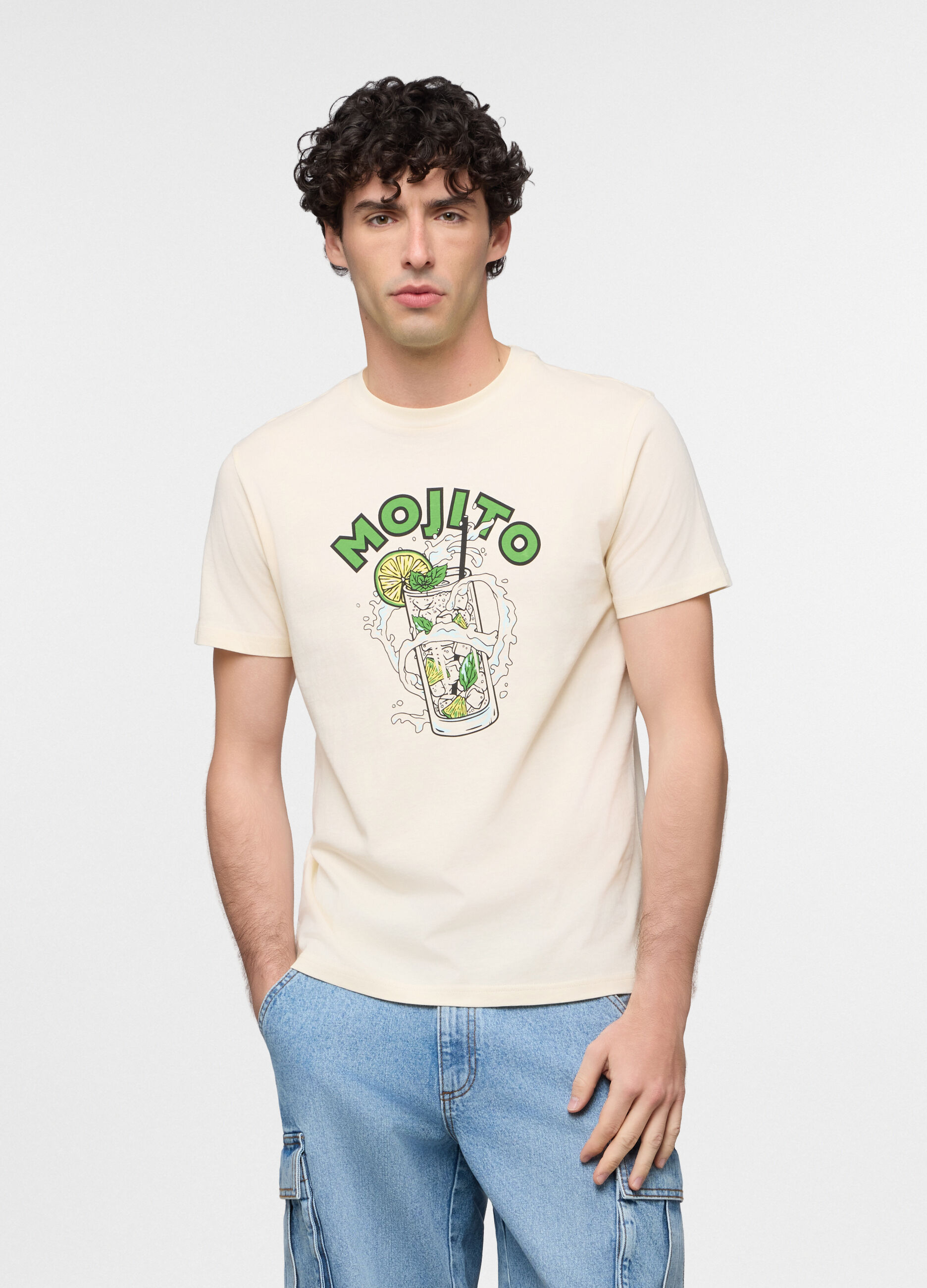 T-shirt in misto cotone con stampa uomo_0