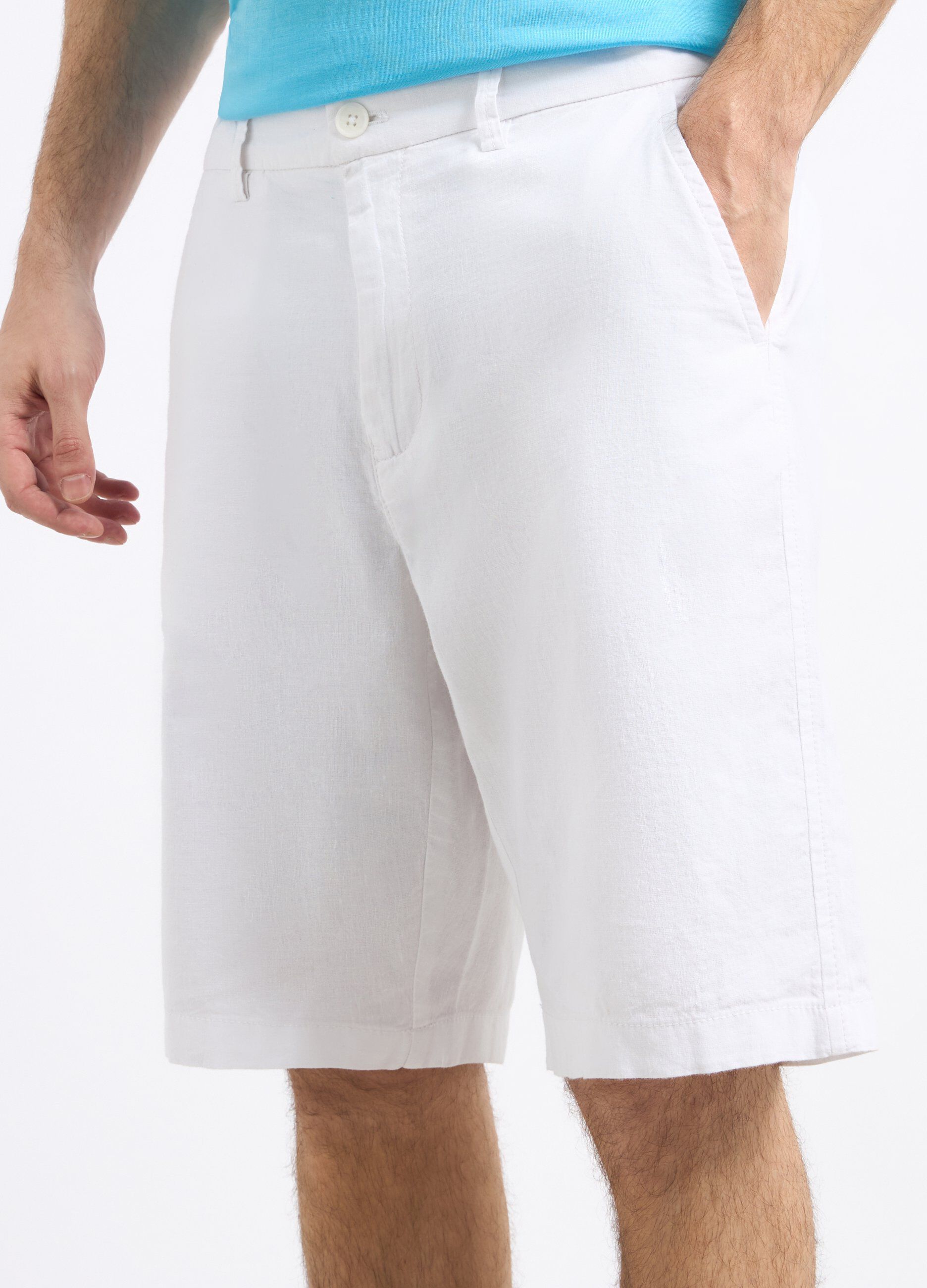 Shorts rigati in misto lino uomo