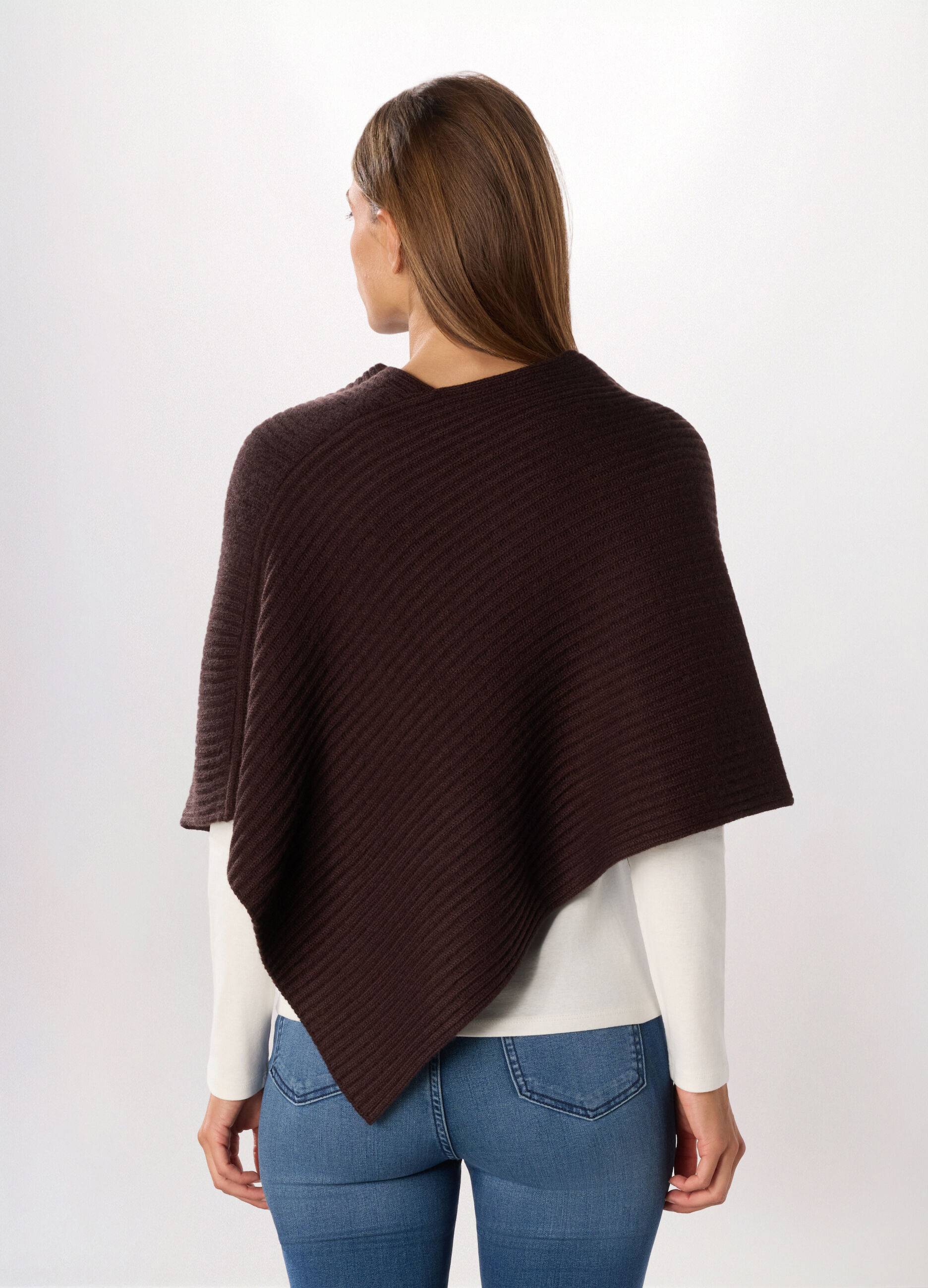 Poncho tricot con lavorazione jacquard donna_1