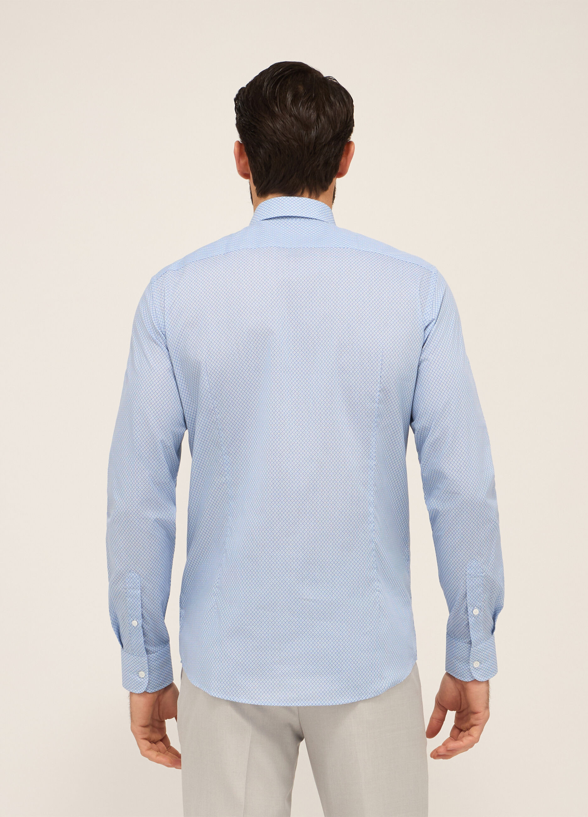 Camicia slim fit in misto cotone a fantasia uomo_1