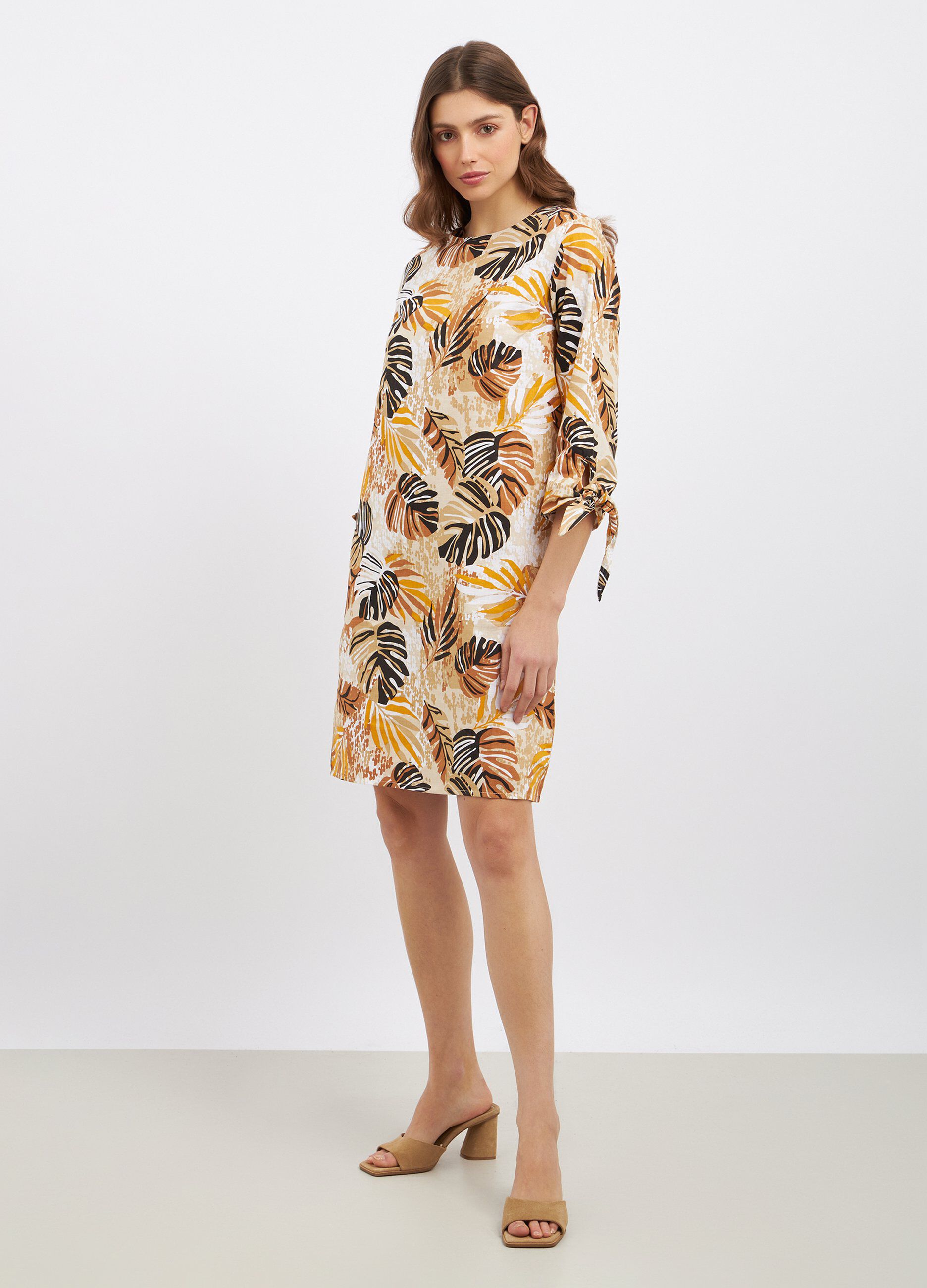 Abito corto in misto lino donna_0