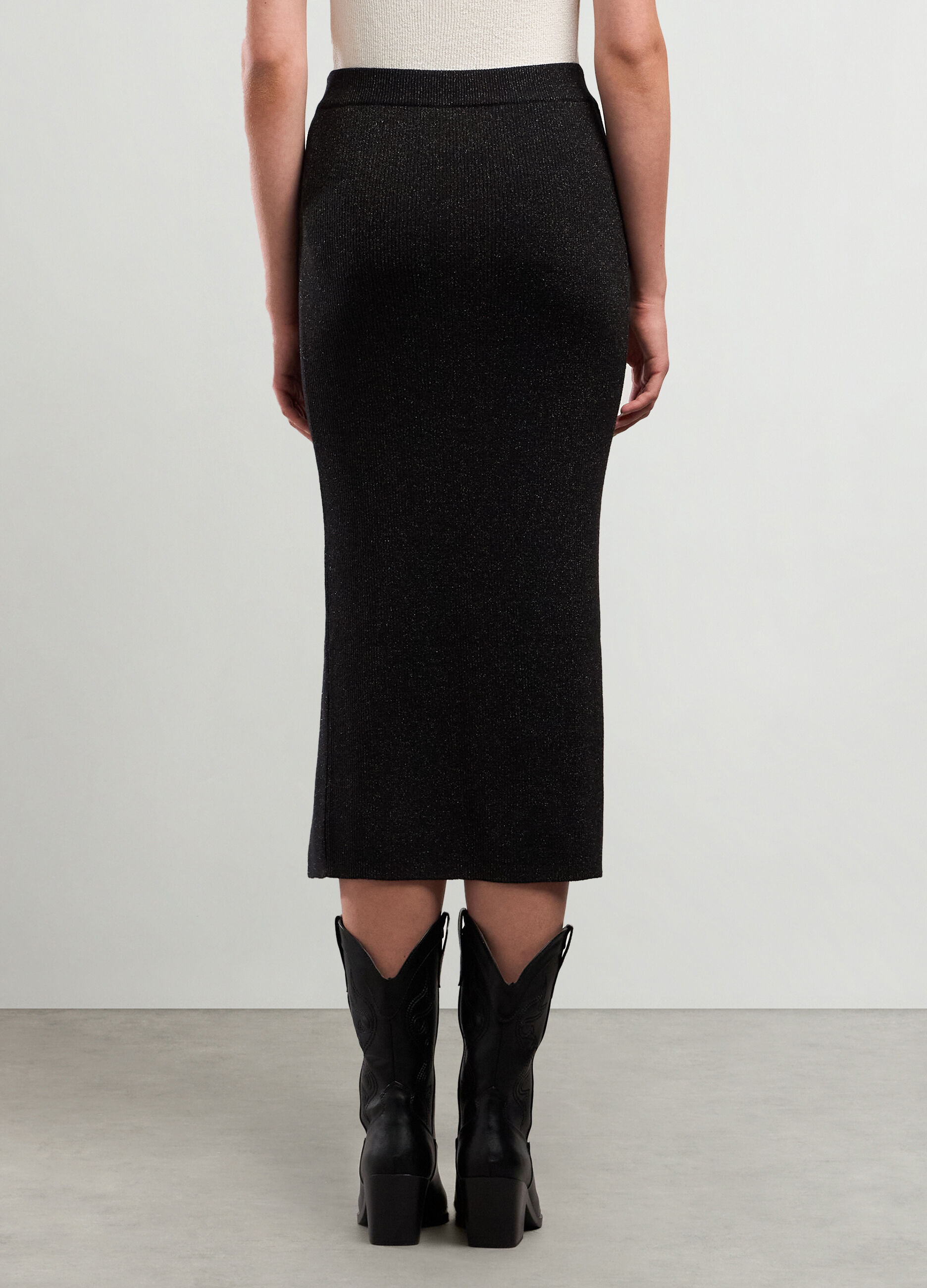 Longuette in costina di misto viscosa e filo lurex donna_1