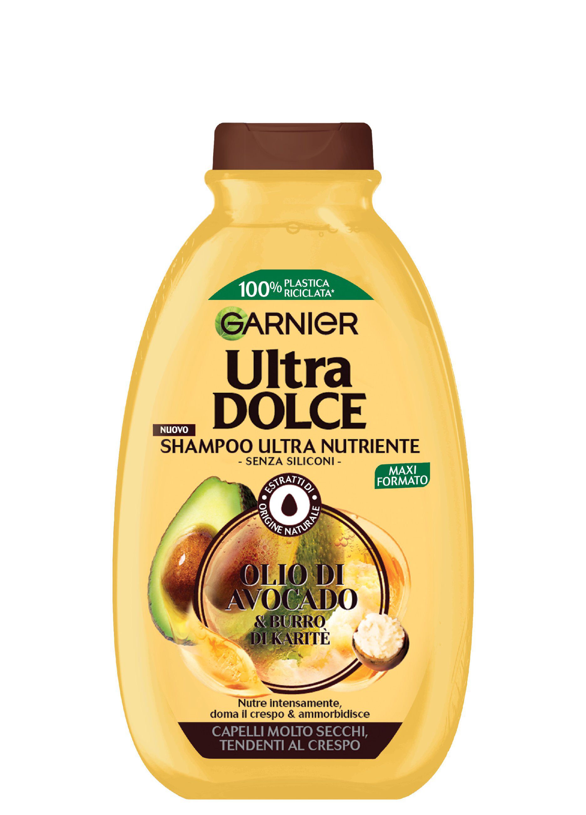 Garnier Ultra Dolce Ultra Dolce Avocado e Karité, Shampoo per Capelli Ricci, Mossi o Crespi.