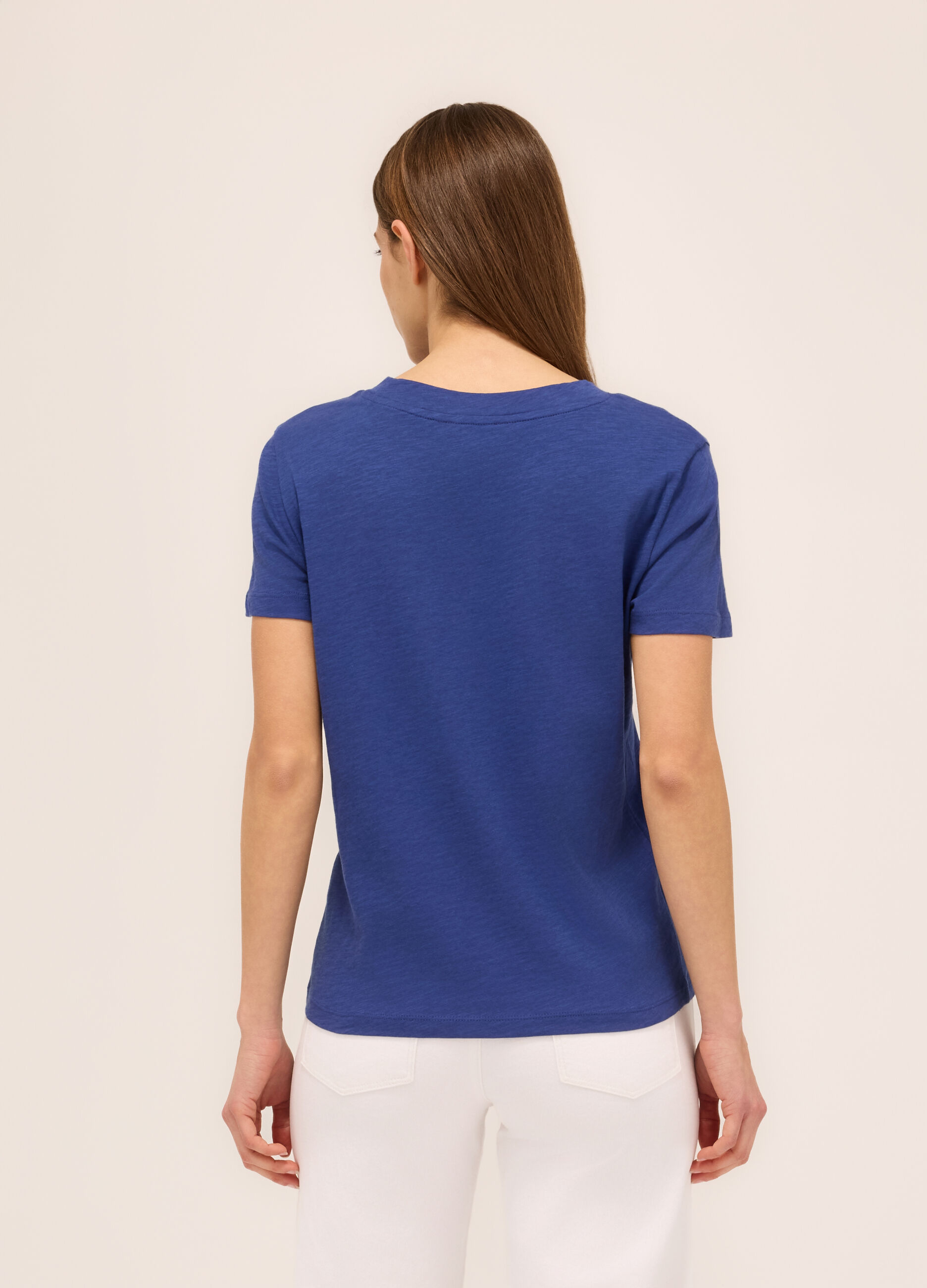 T-shirt in jersey slub di puro cotone donna_1
