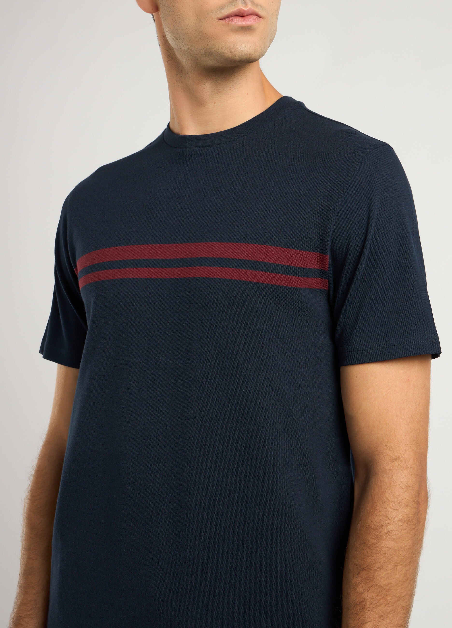 T-shirt girocollo in piquet di cotone uomo_2