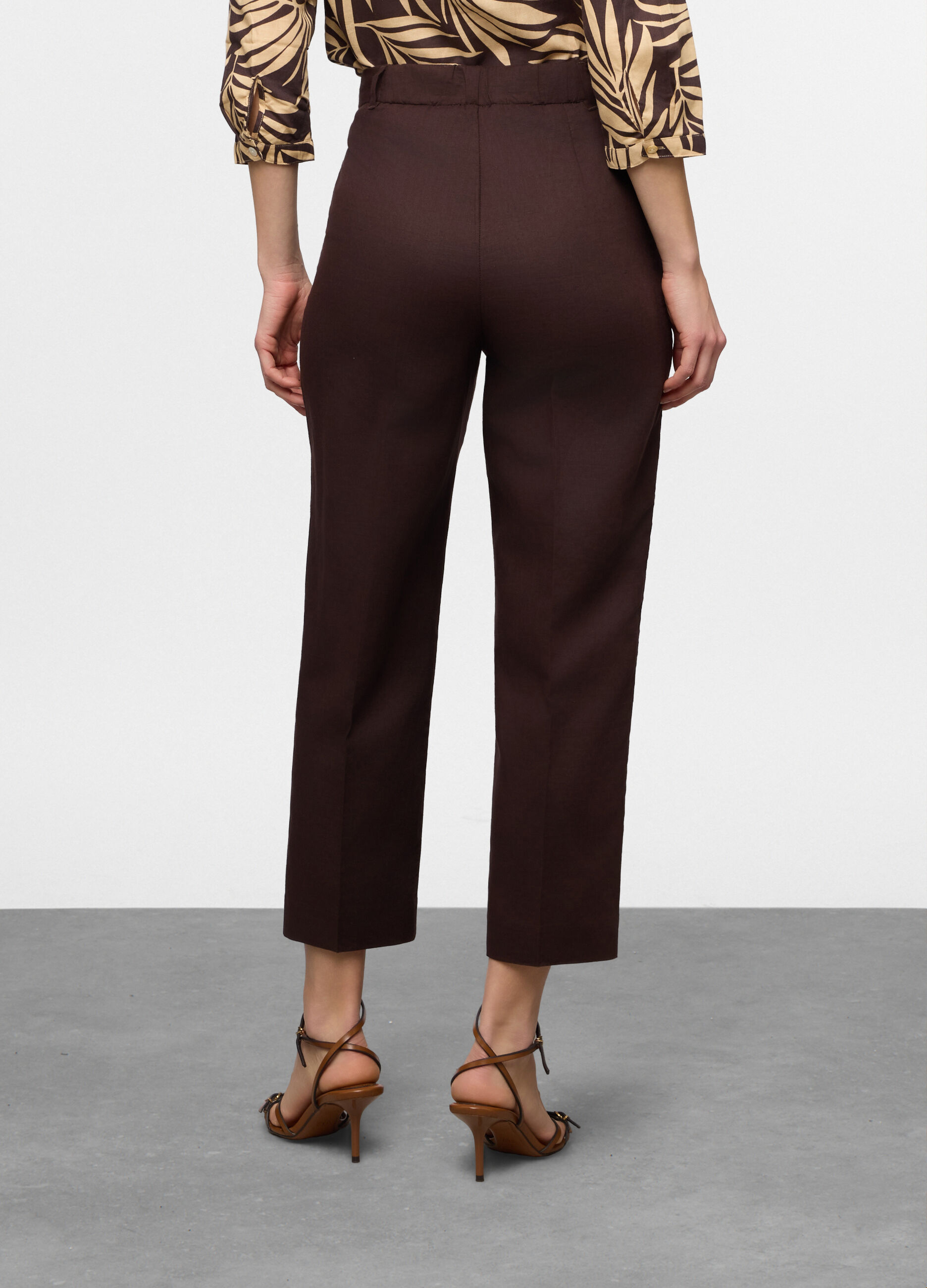 Pantaloni fit regular misto lino donna_1