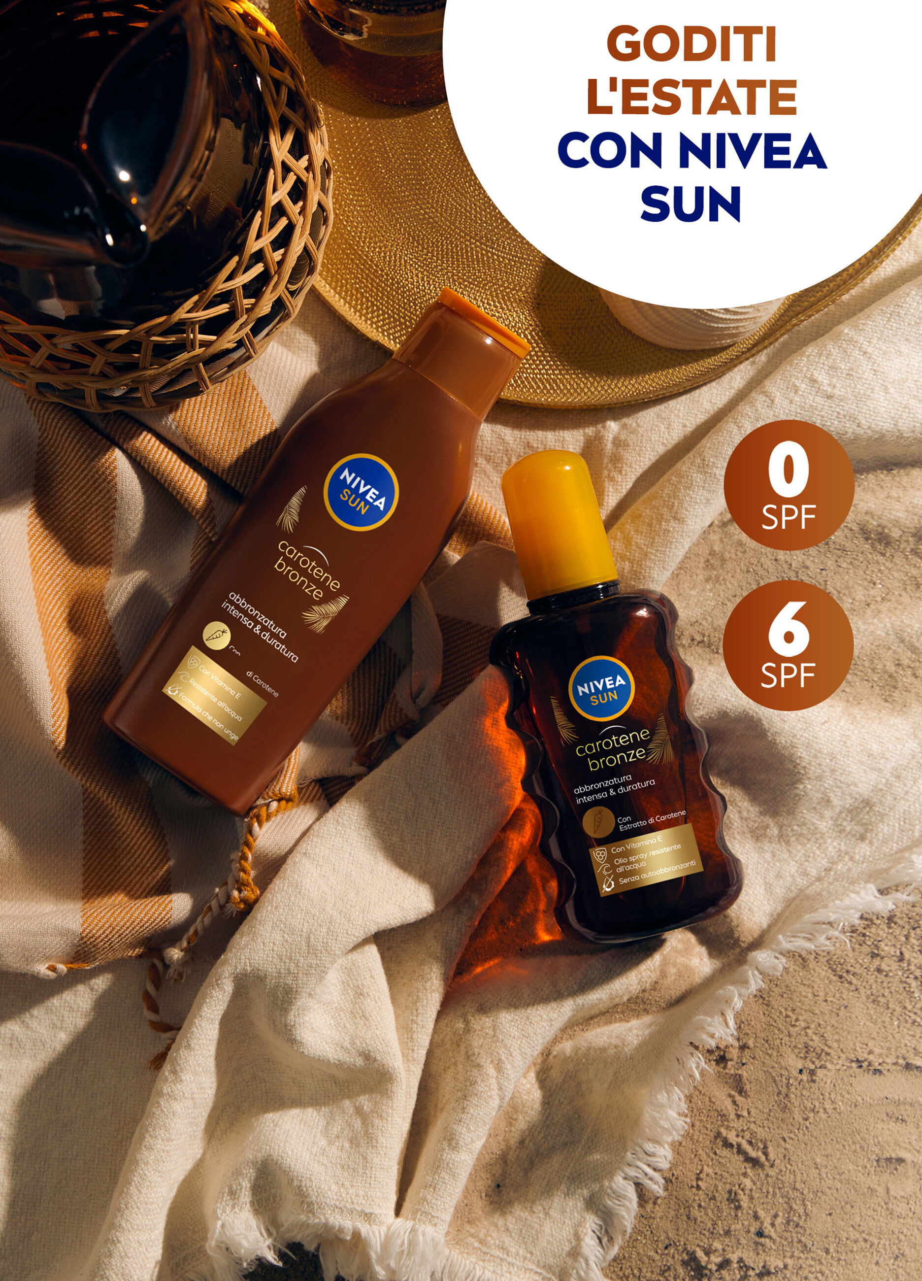Nivea Sun Latte Solare Carotene Bronze FP6 200 ml, Crema solare abbronzante FP6 per una pelle dorata_5