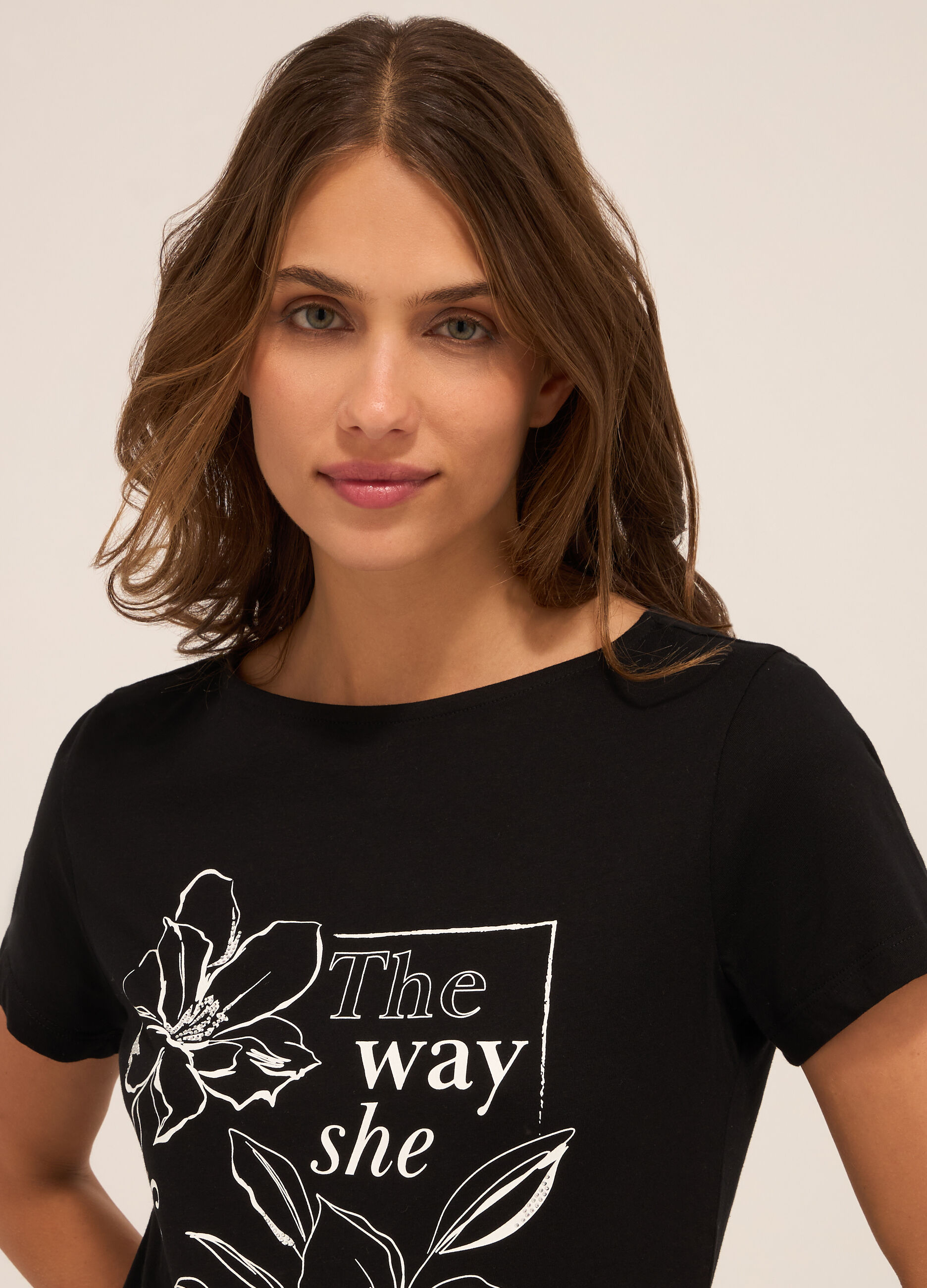 T-shirt in jersey di puro cotone donna