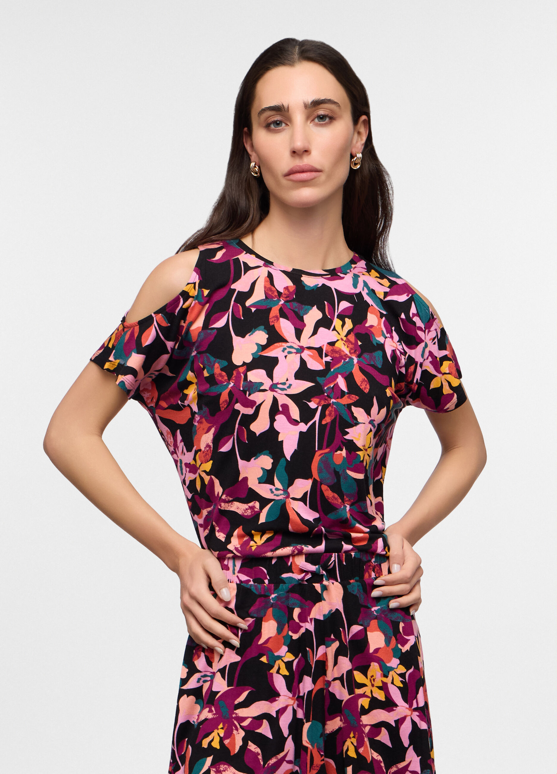 T-shirt girocollo stretch donna_0