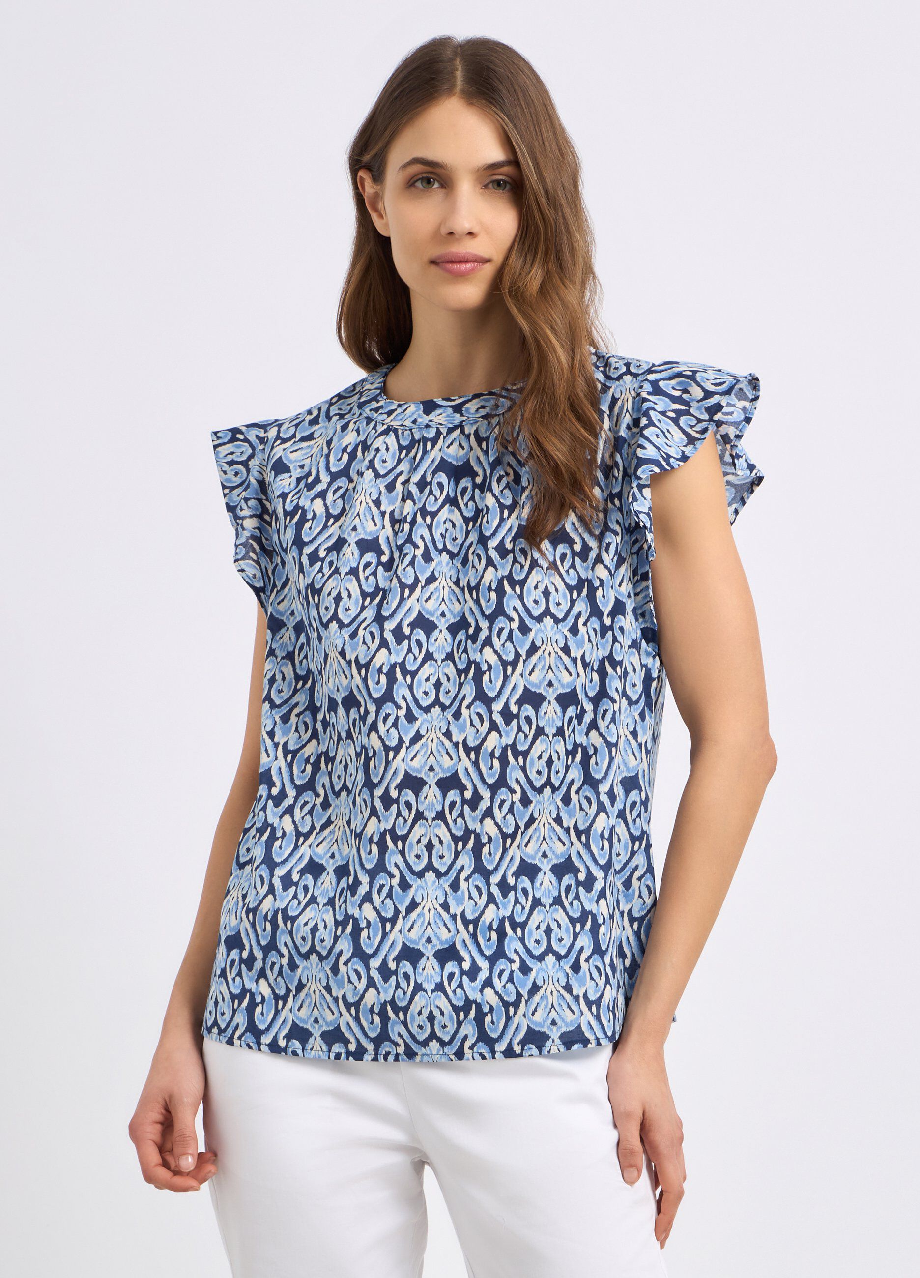 Blusa in puro cotone con rouches donna_0