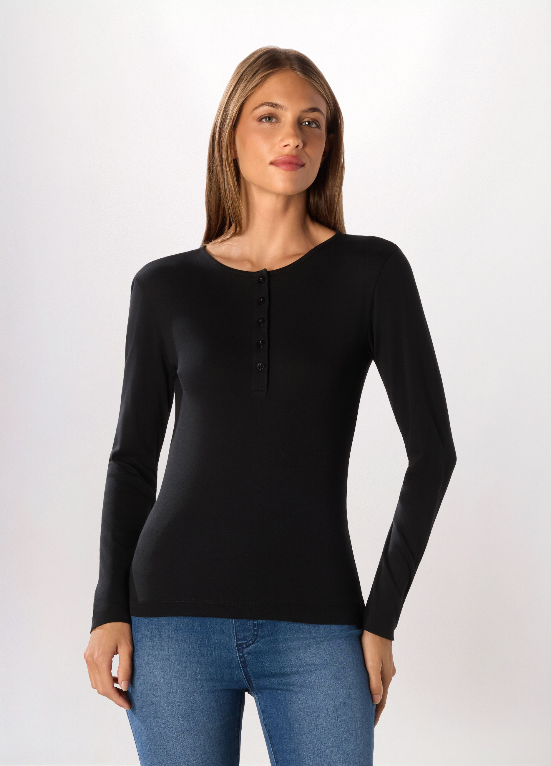 T-shirt in costina di cotone donna_0