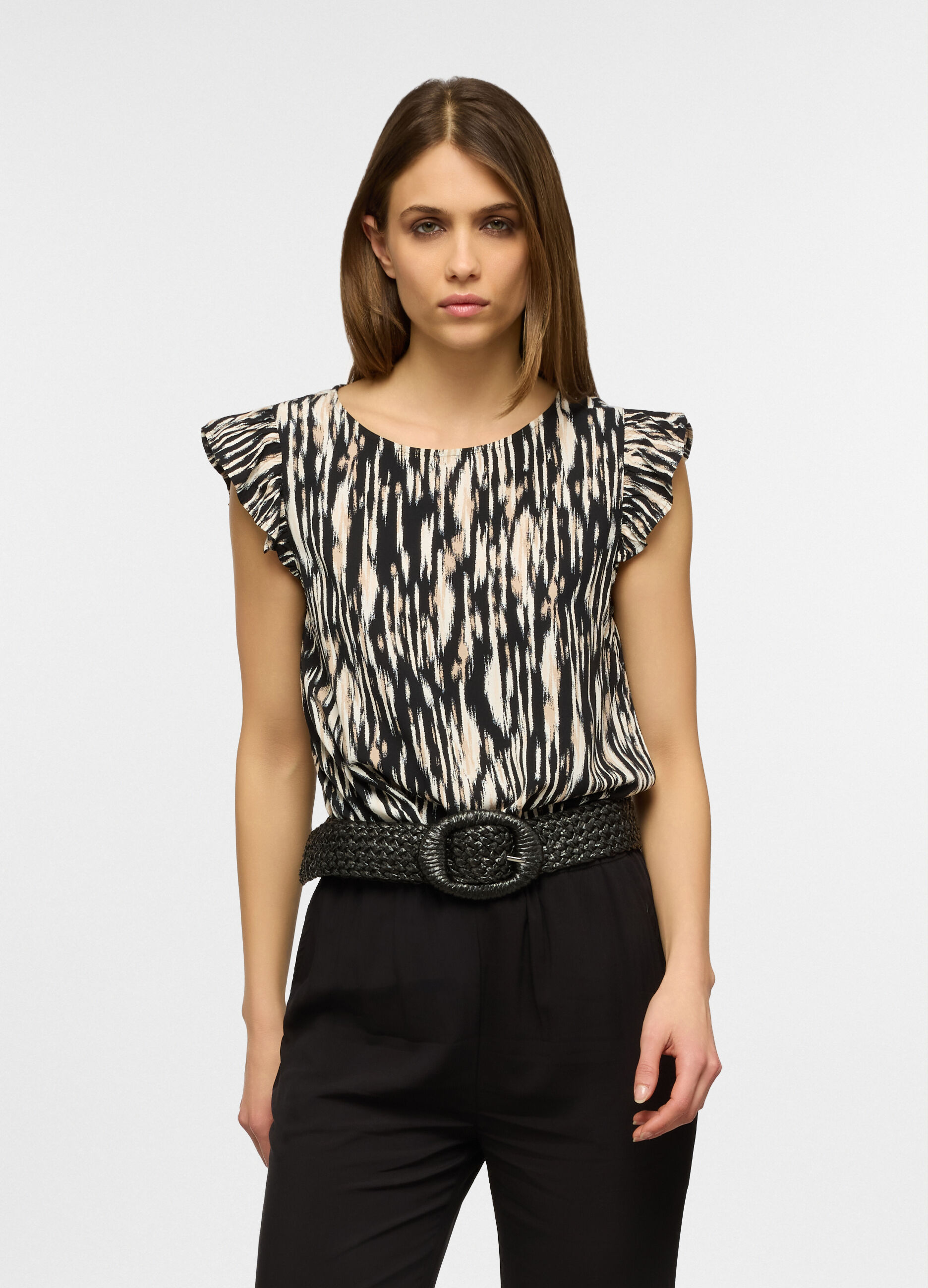 Blusa girocollo regular fit in pura viscosa donna_0