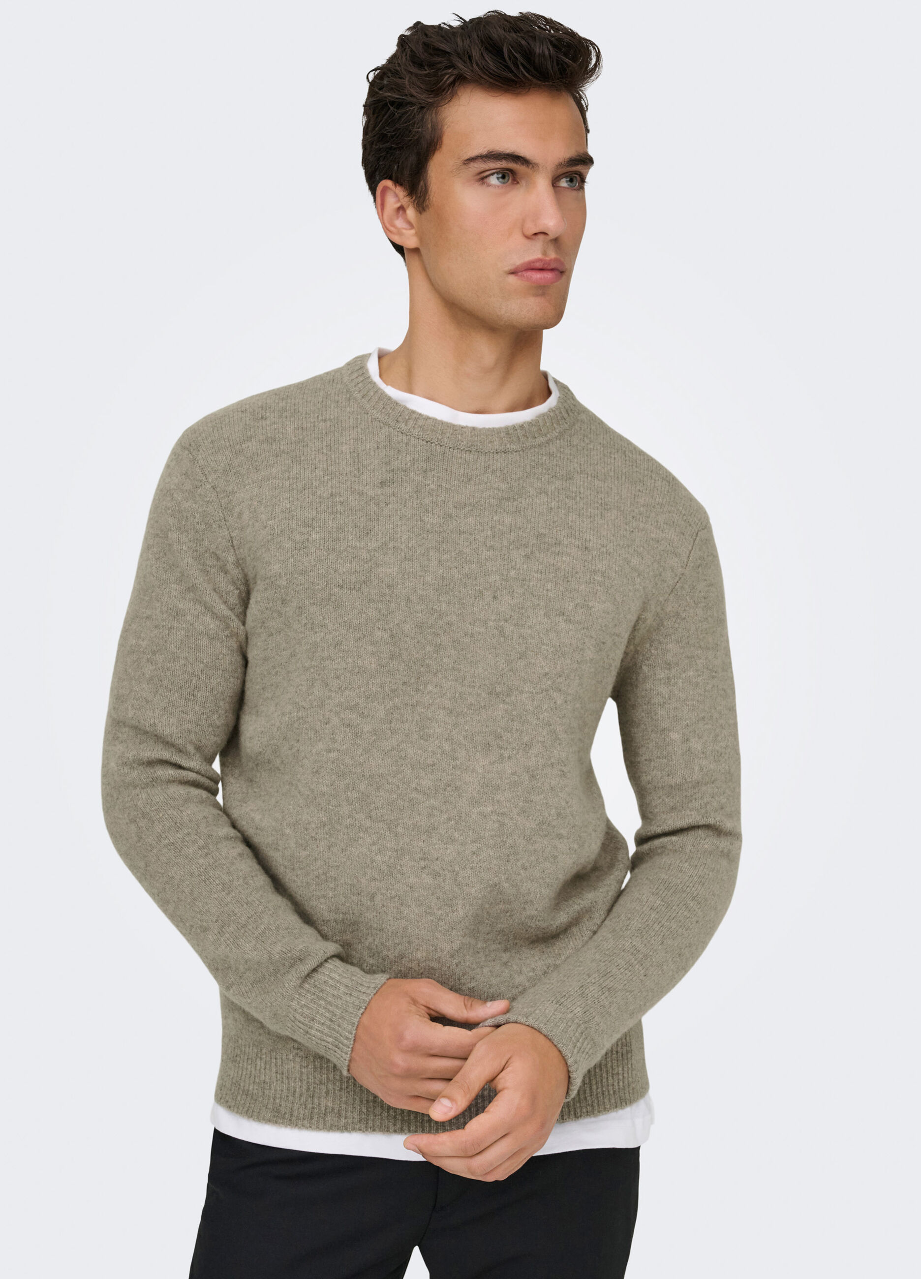 Maglione girocollo con filato m&eacute;lange uomo_4
