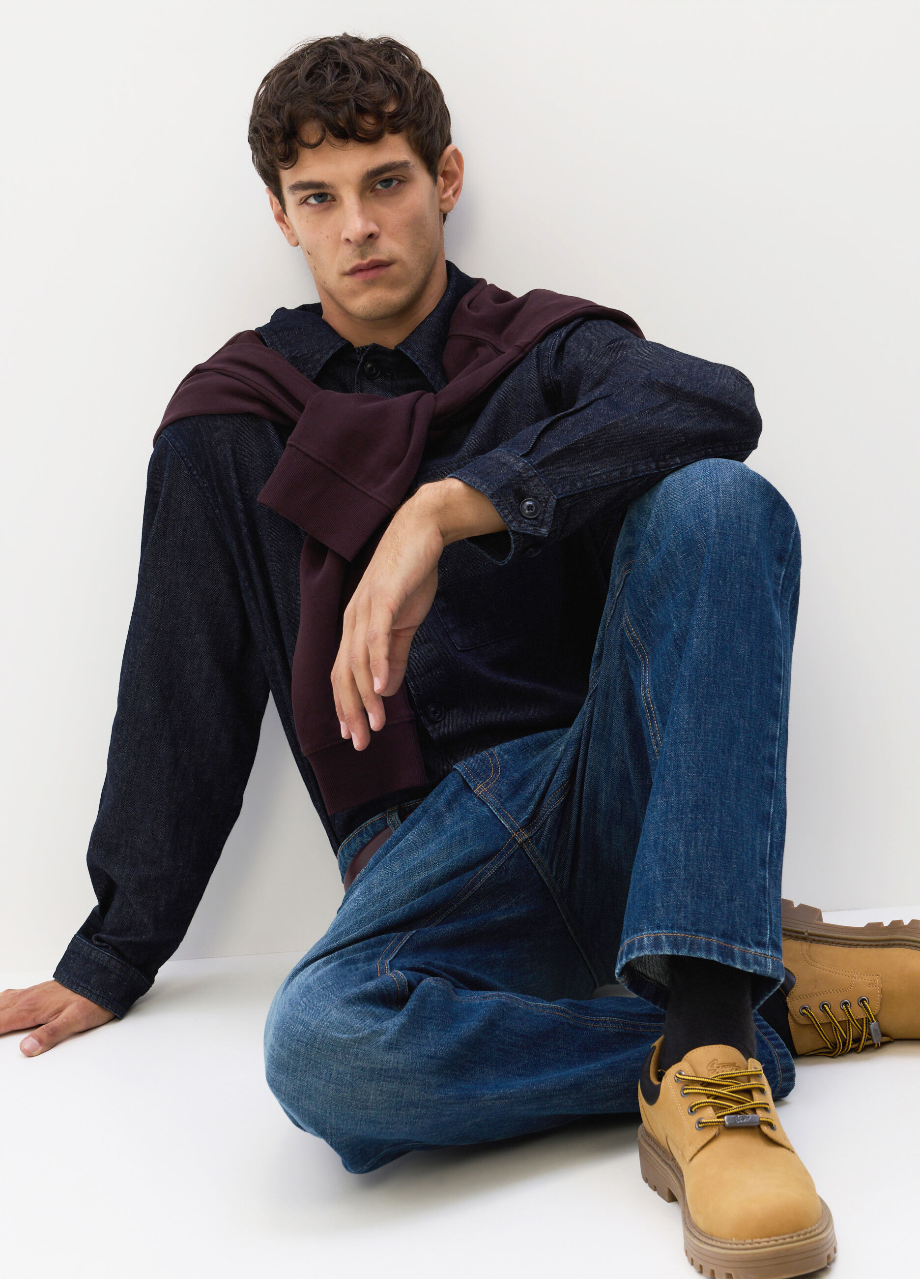Jeans regular fit in denim di cotone uomo_2