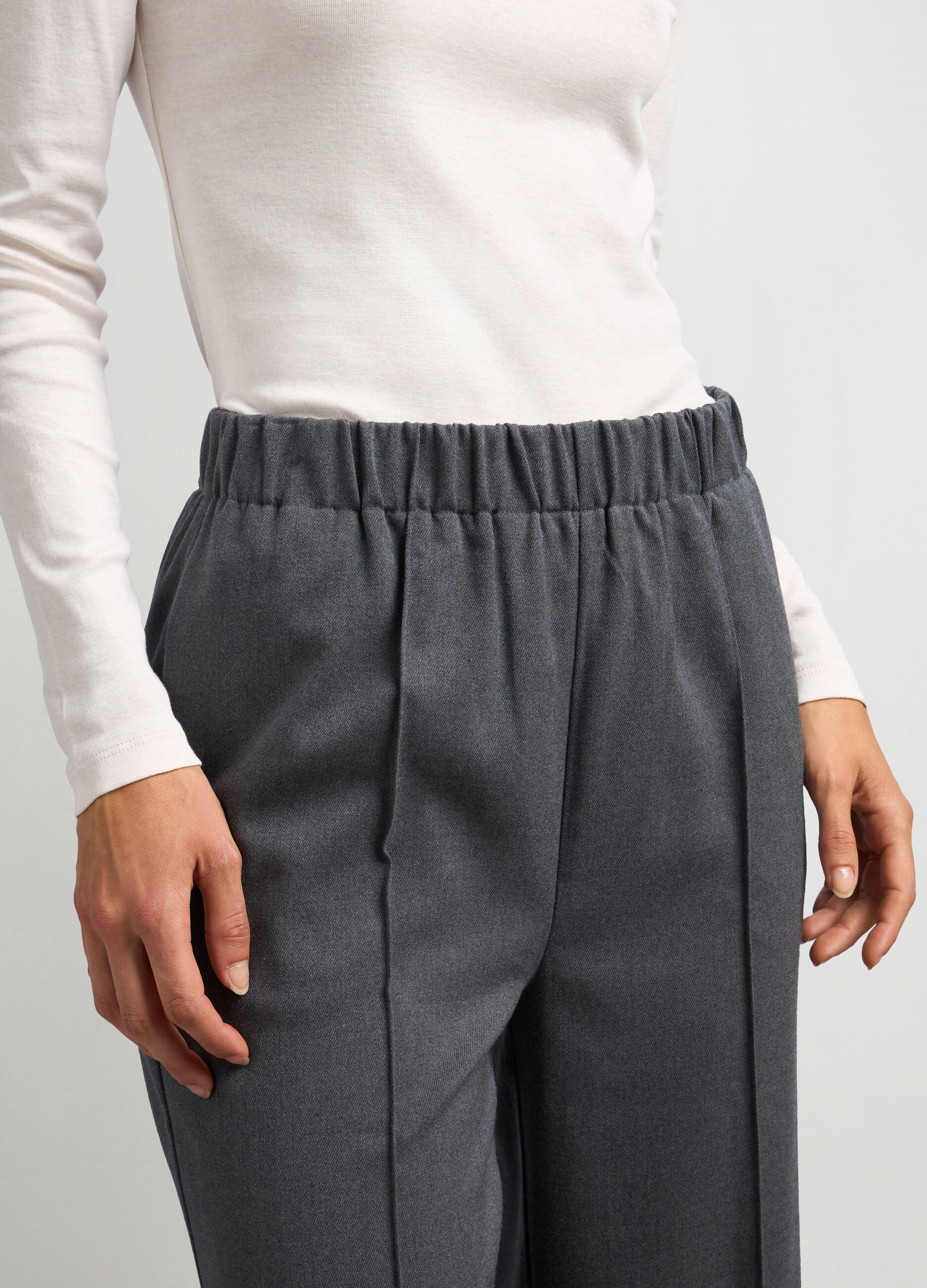 Pantaloni in misto viscosa stretch donna_2