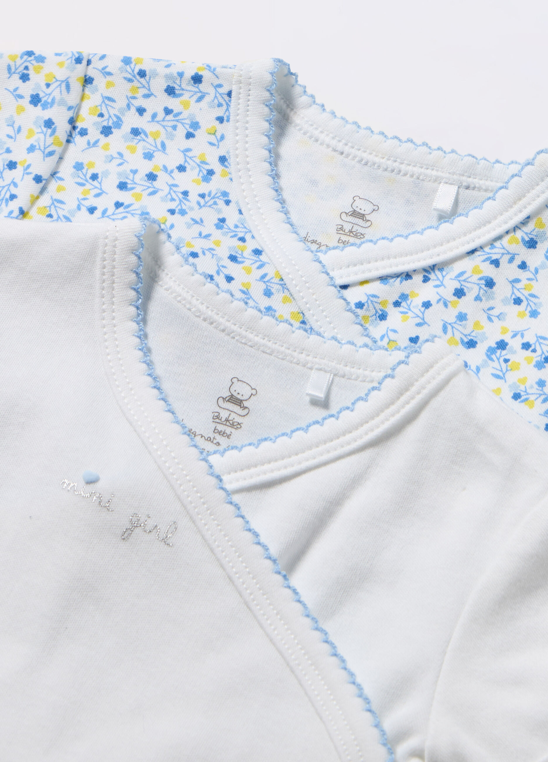Pack 2 body incrociati in interlock di puro cotone neonata _1