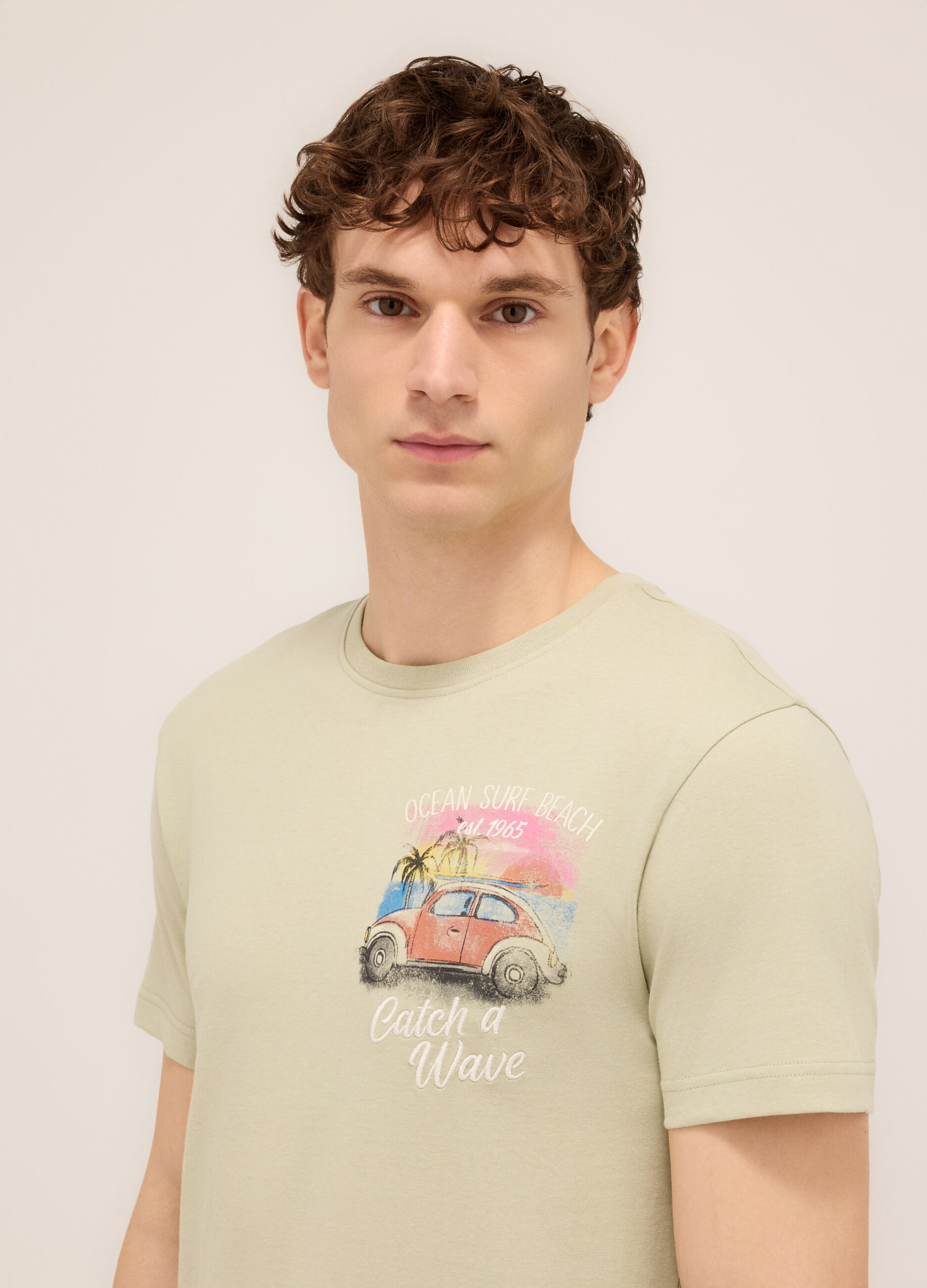 T-shirt girocollo stampa Surf Beach uomo_2