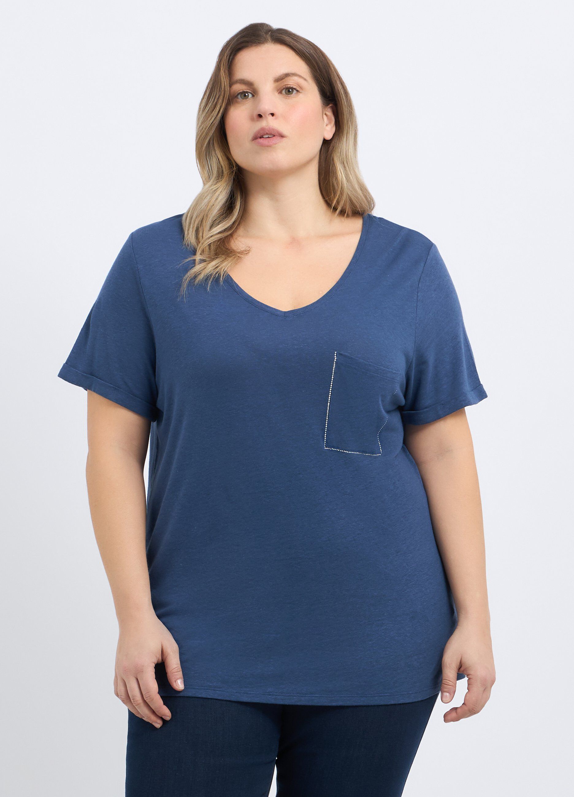 T-shirt in misto lino donna curvy_0