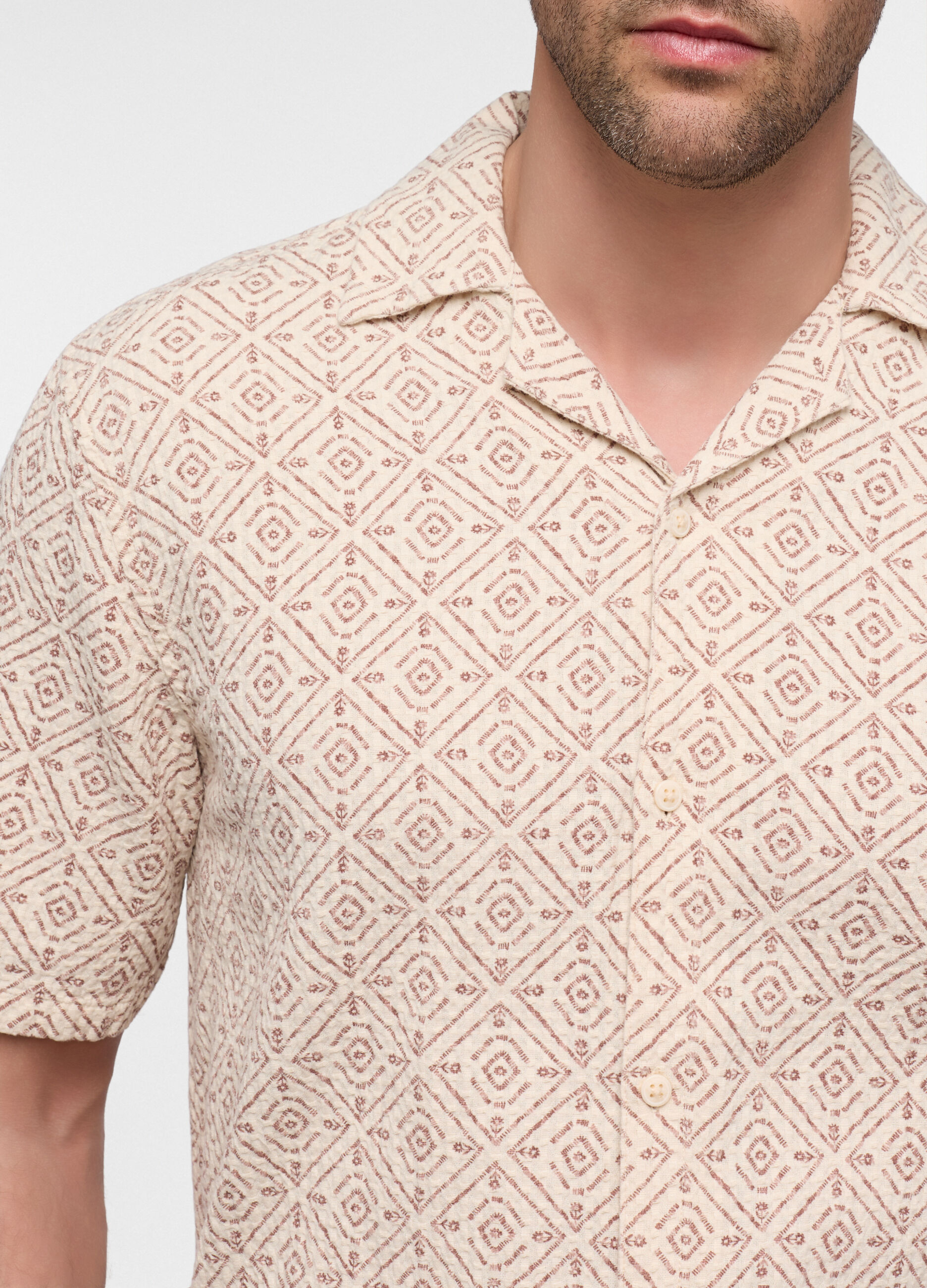 Camicia a maniche corte con stampa uomo_2