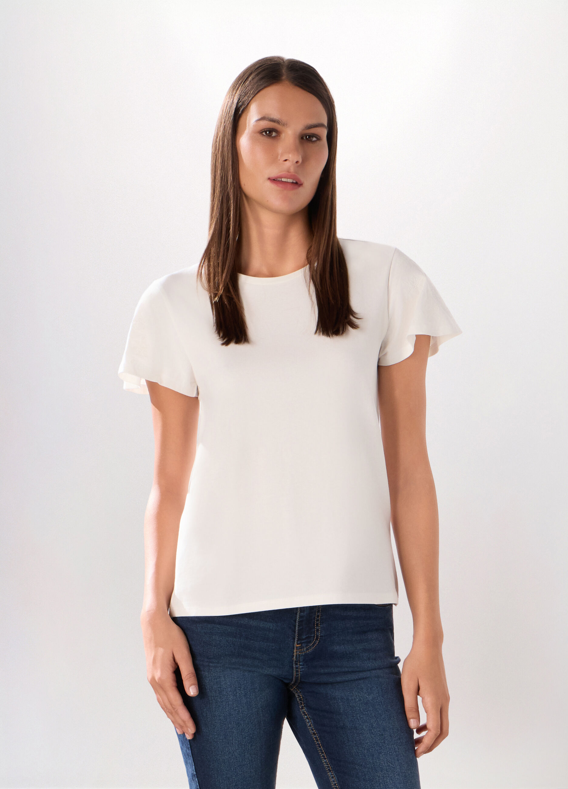 T-shirt in jersey di cotone stretch donna_0