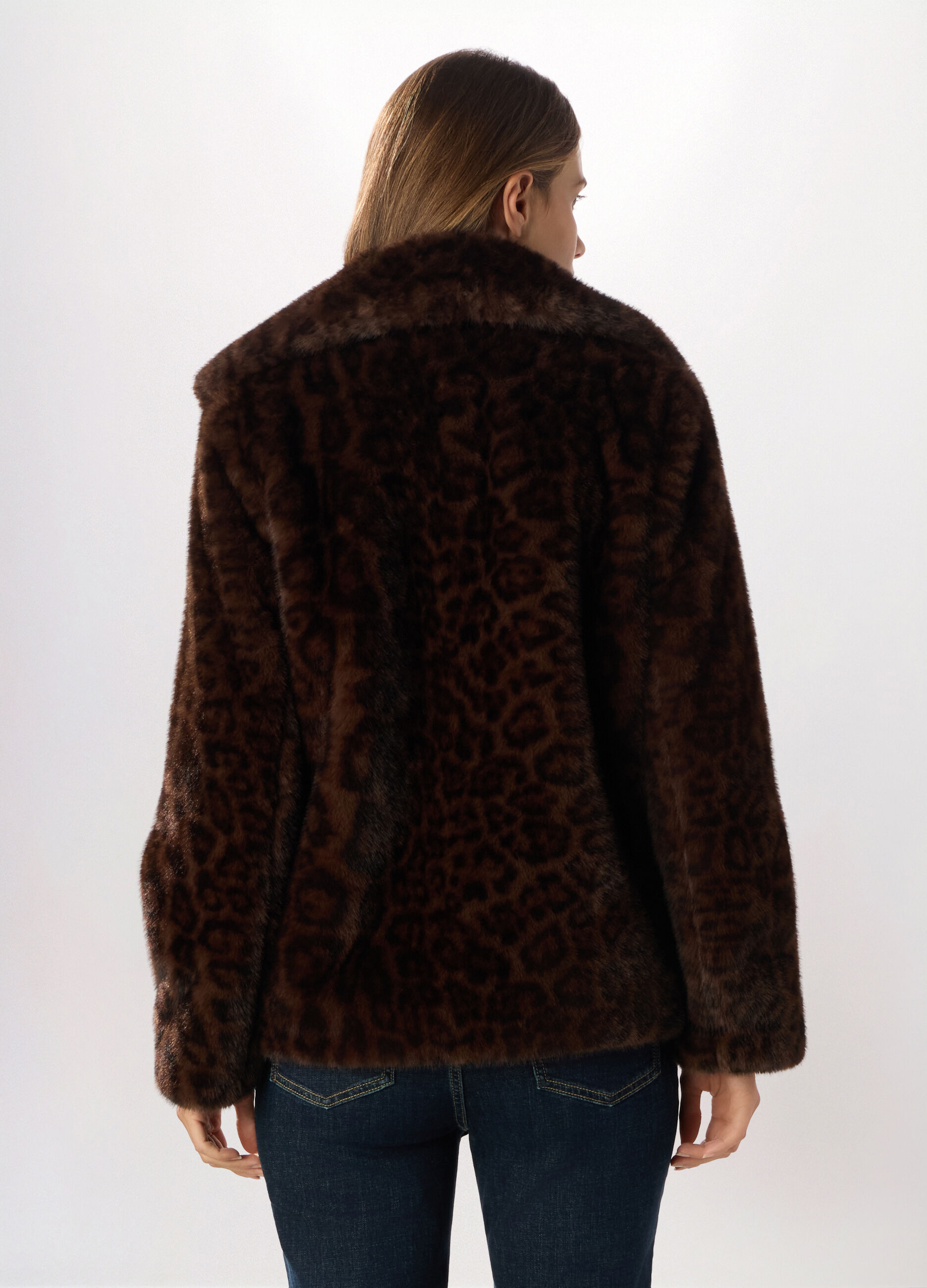 Giacca in eco fur animalier donna_1