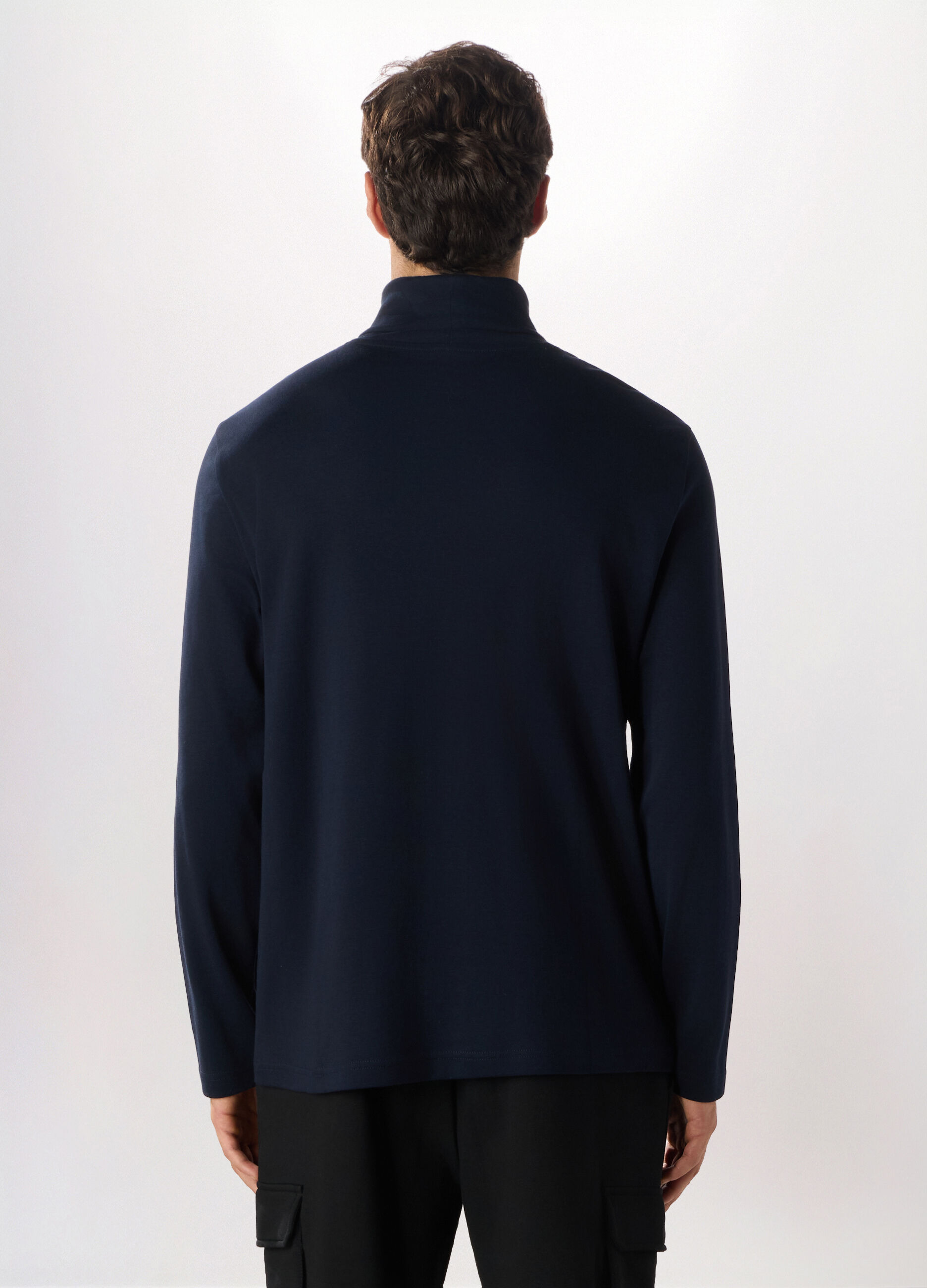 Maglia a collo alto in puro cotone uomo_1