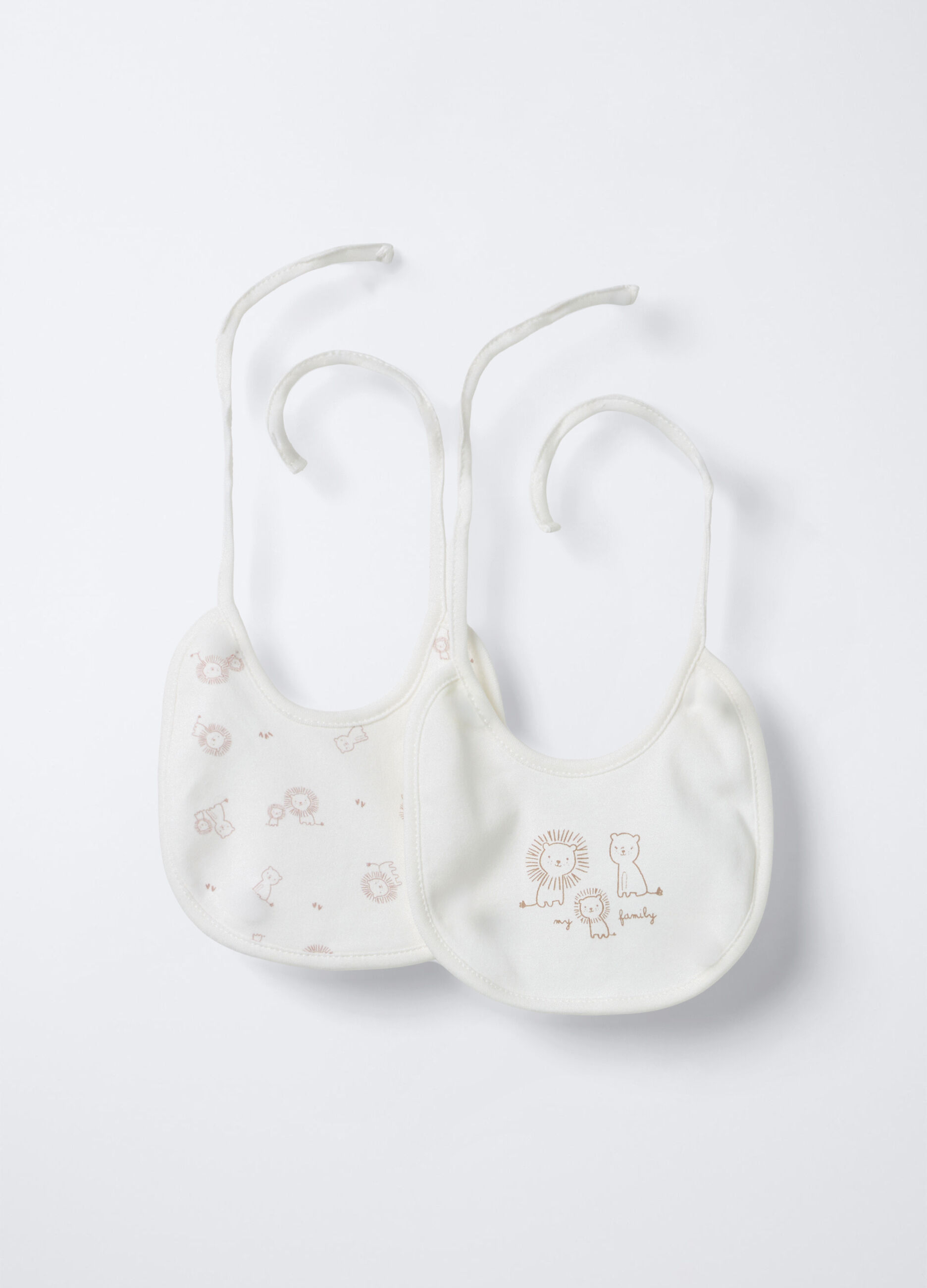 Pack 2 bavaglini in interlock di puro cotone neonata
