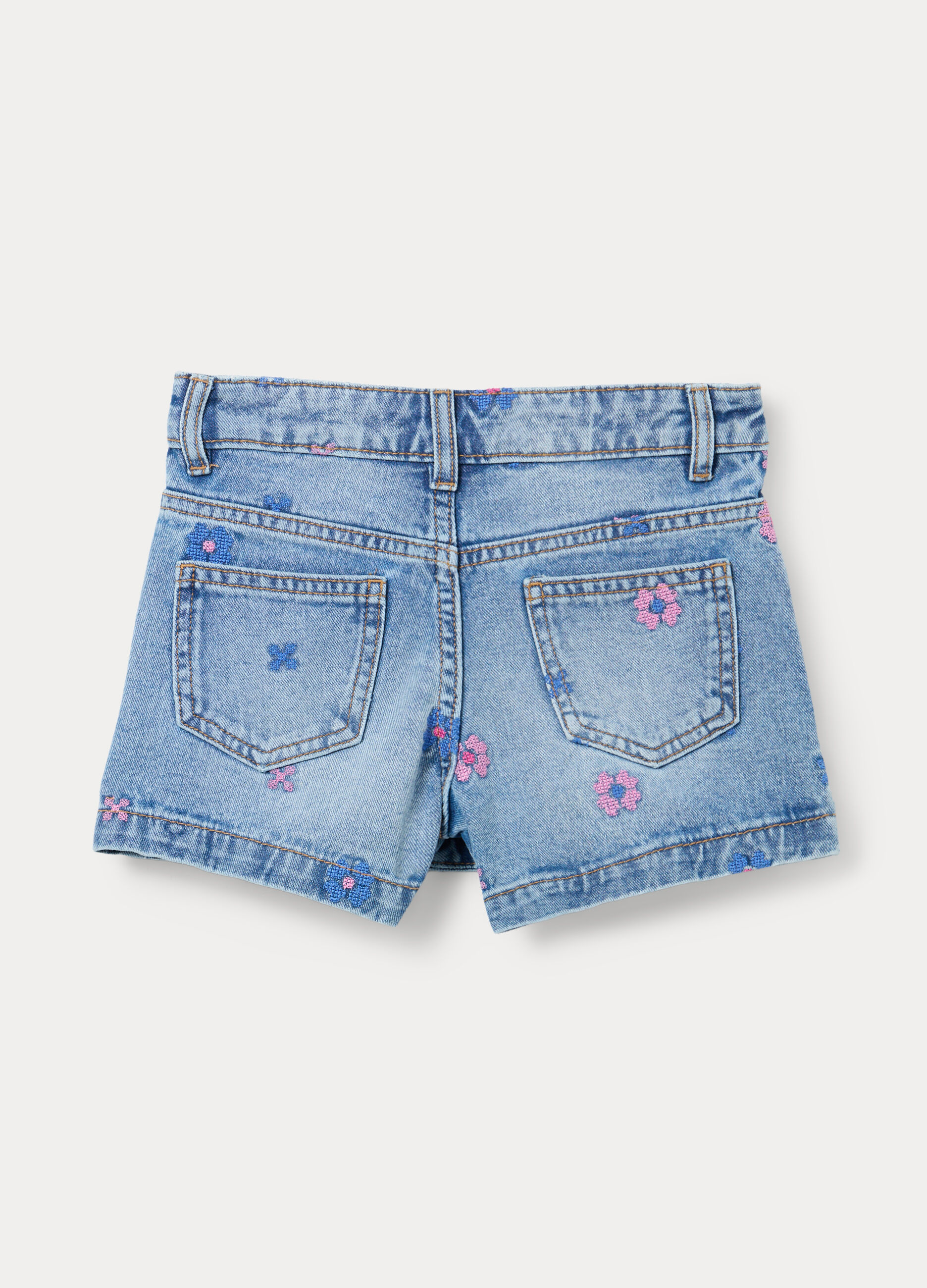 Gonna pantalone in denim di puro cotone bambina_1