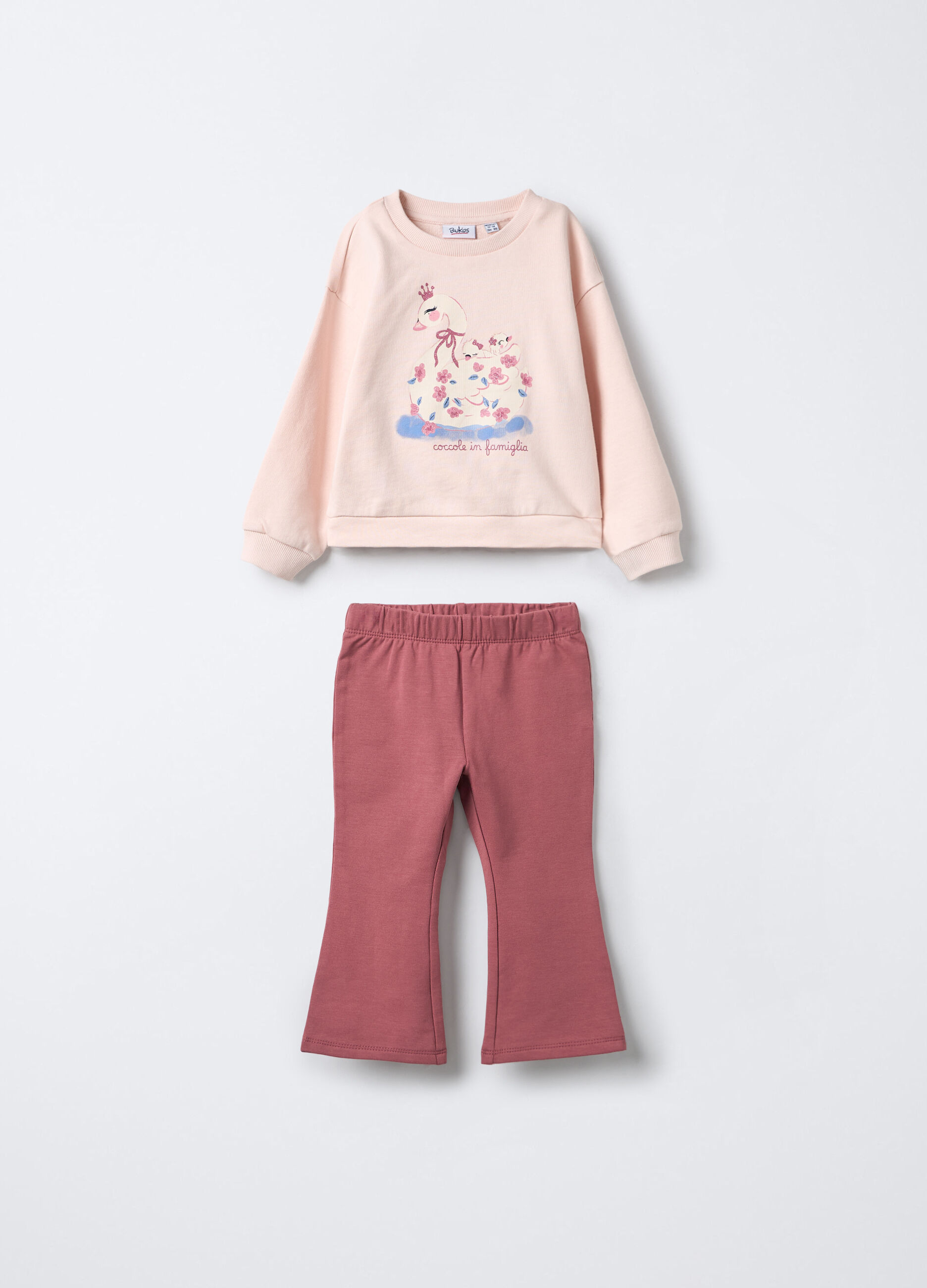 Jogging set in puro cotone garzato bimba_0