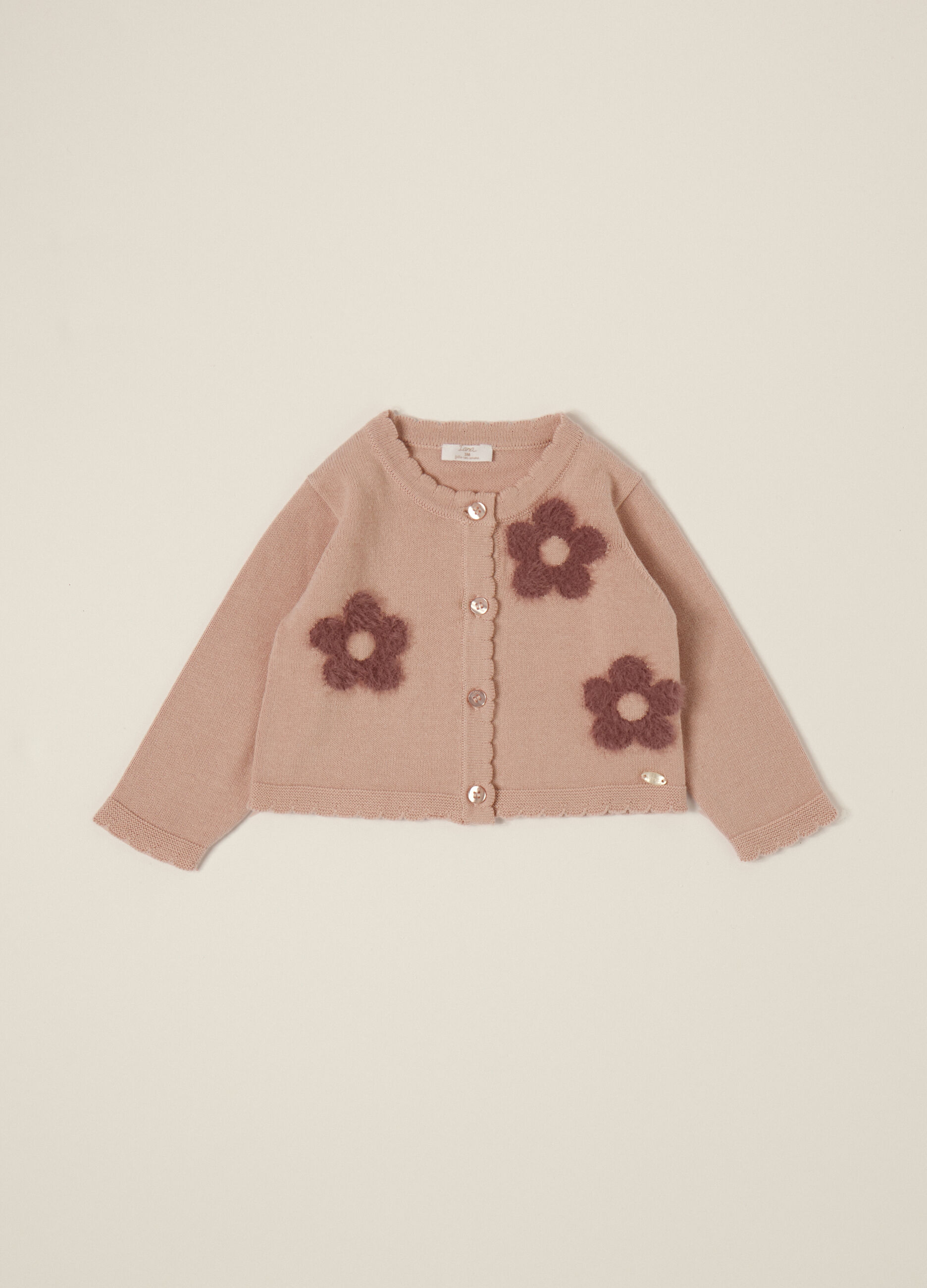 Cardigan rosa con fiori in cotone_1