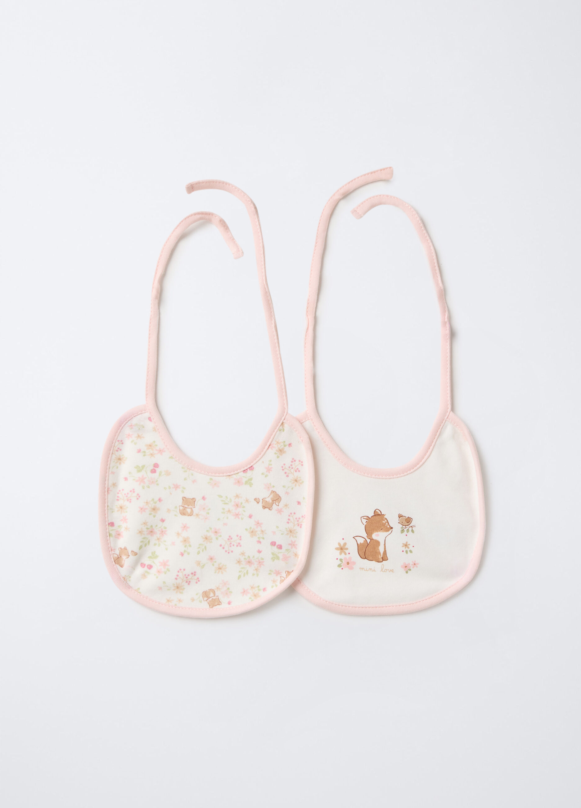 Pack 2 bavaglini in interlock di puro cotone neonata_0