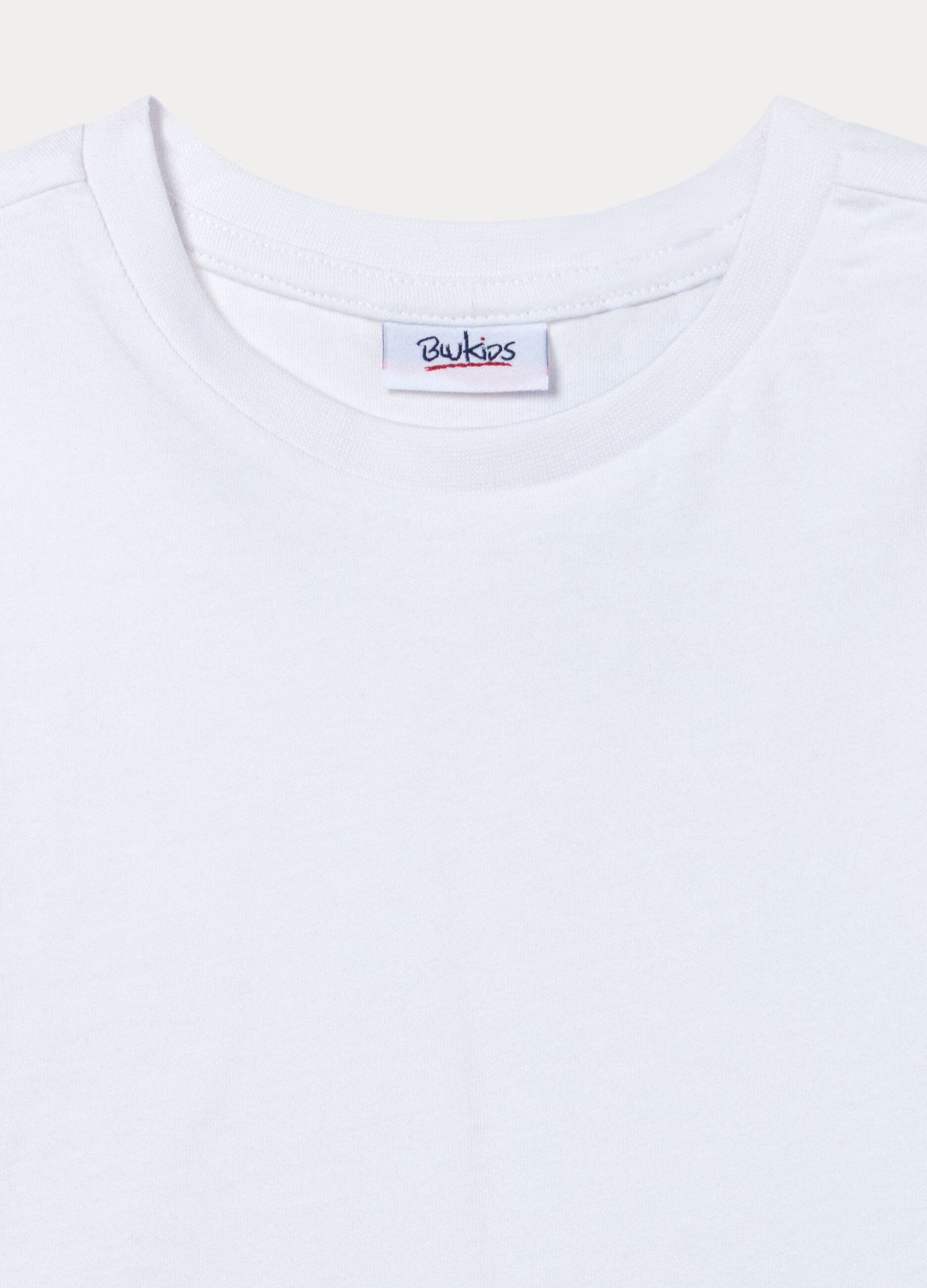 T-shirt girocollo in jersey di cotone stretch bimbo_2