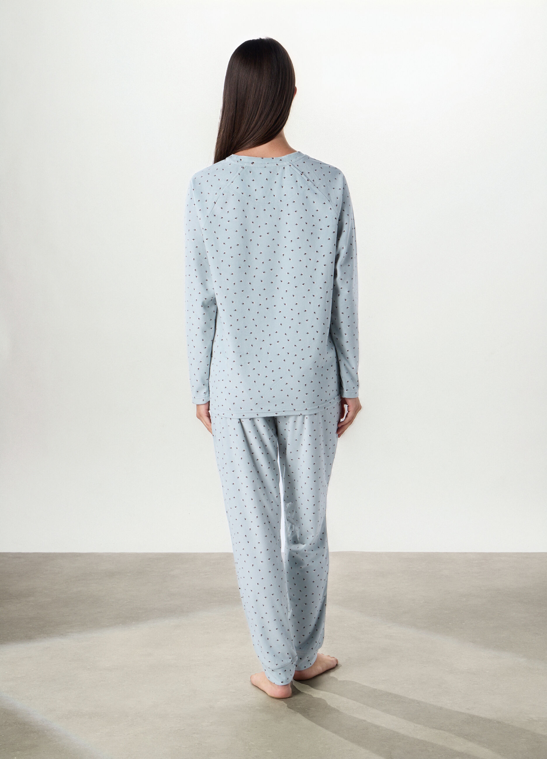 Set pigiama lungo in velours donna_1