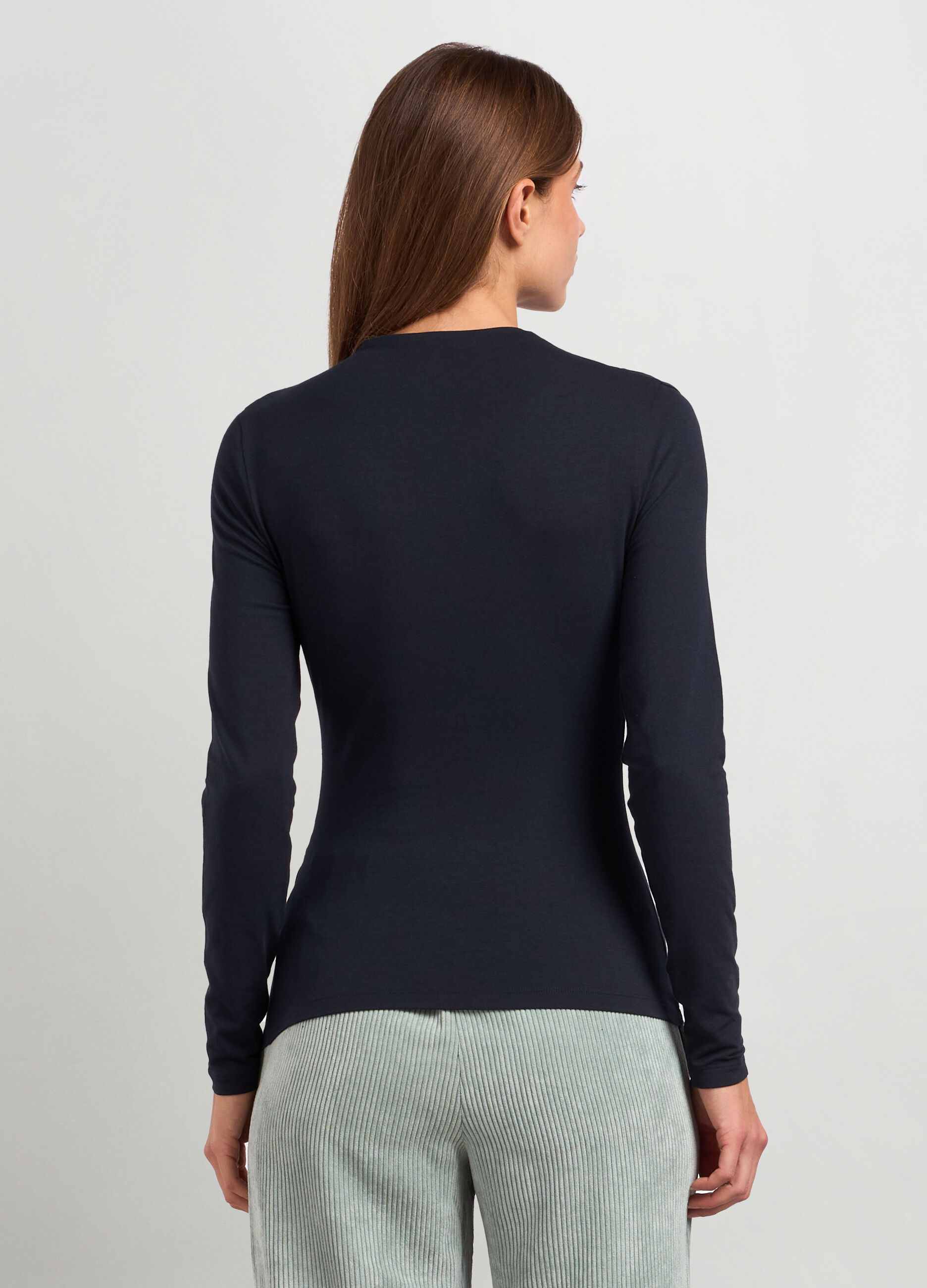 T-shirt a maniche lunghe in misto cotone donna_1